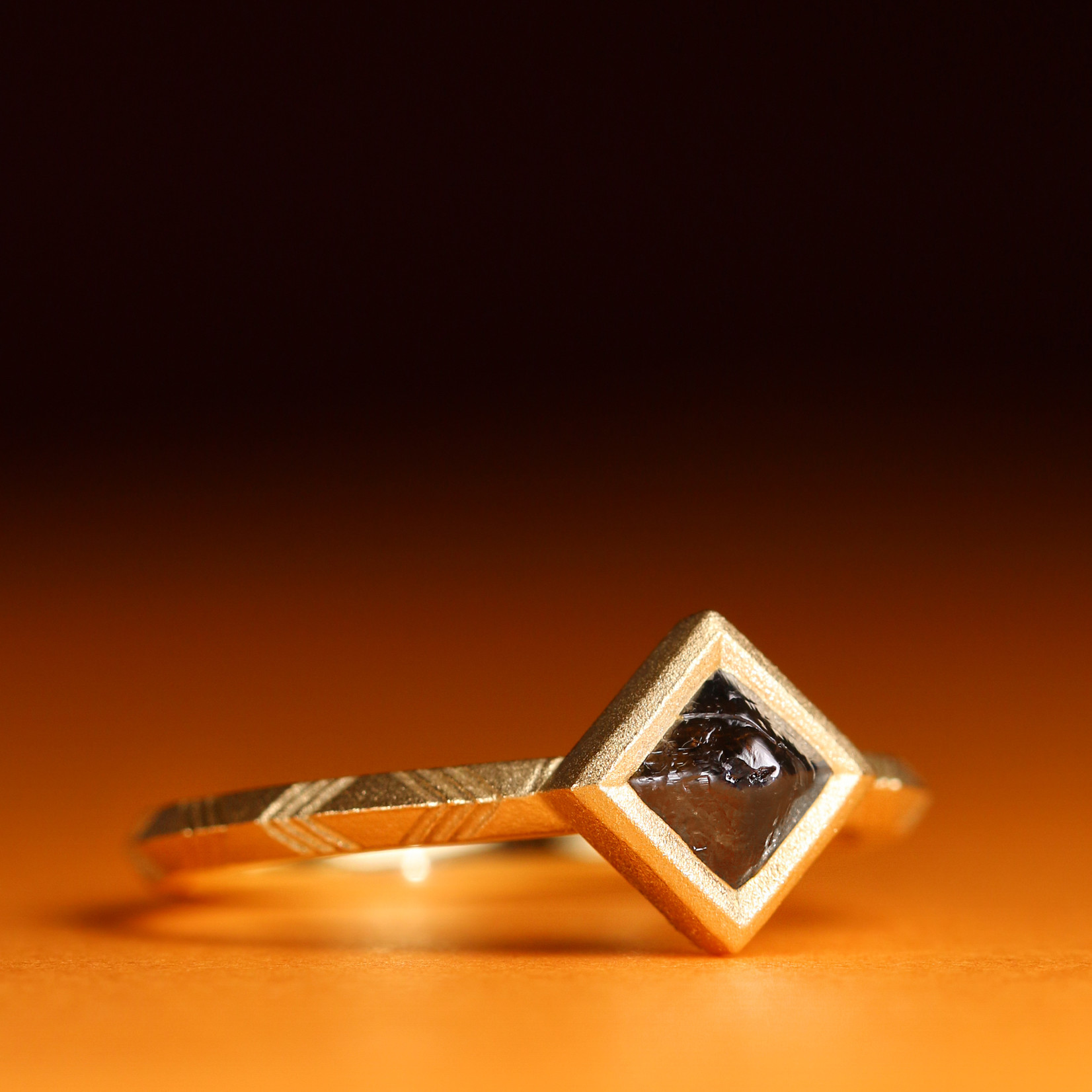 Baxter Moerman Shelby Ring with Sawn Octahedron Diamond in Yellow Gold