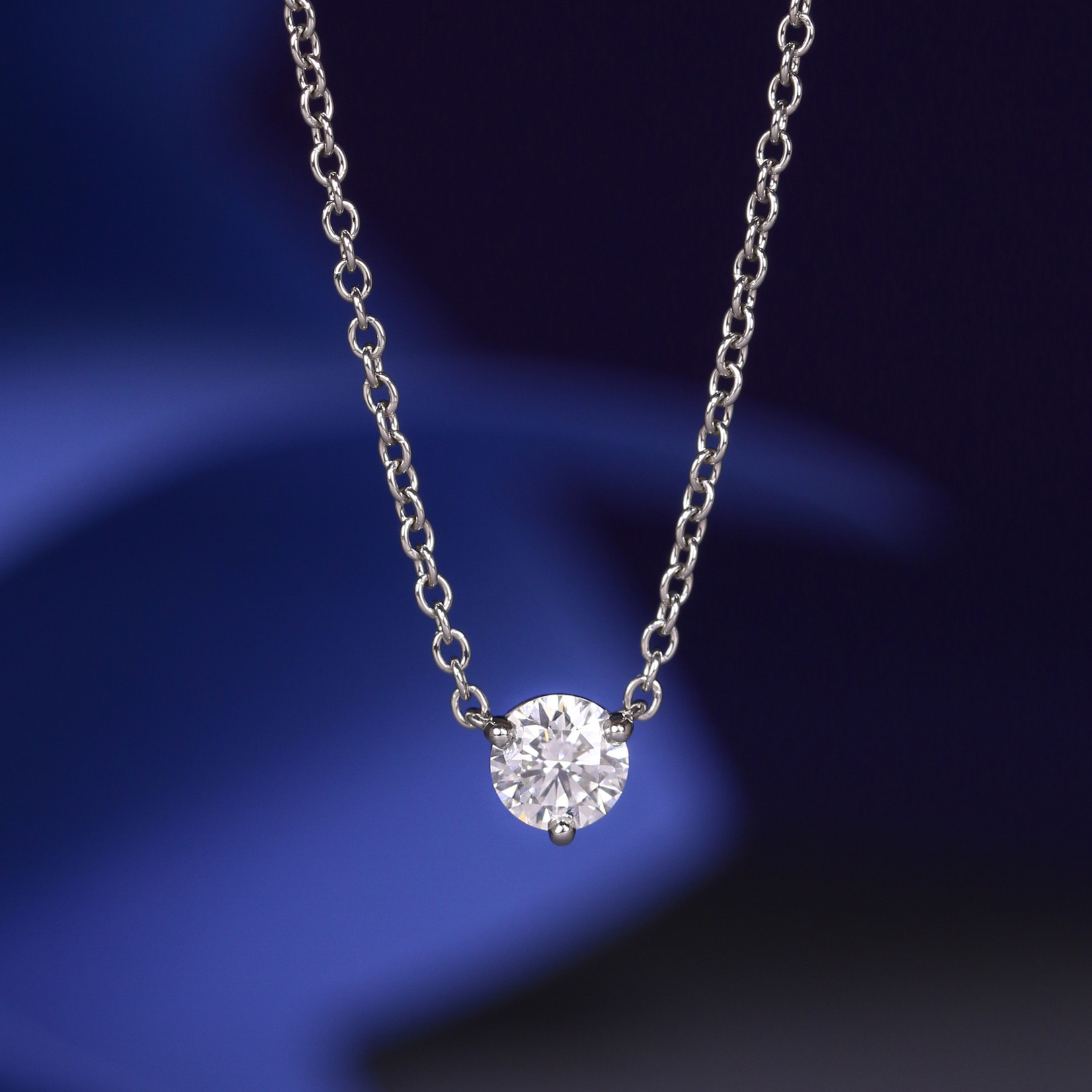 The perfect silver solitaire diamond pendant necklace.