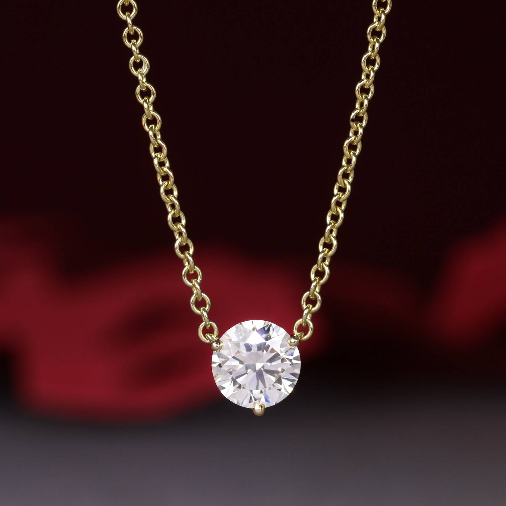 Baxter Moerman Diamond Solitaire Necklace 1.01ct in Yellow Gold