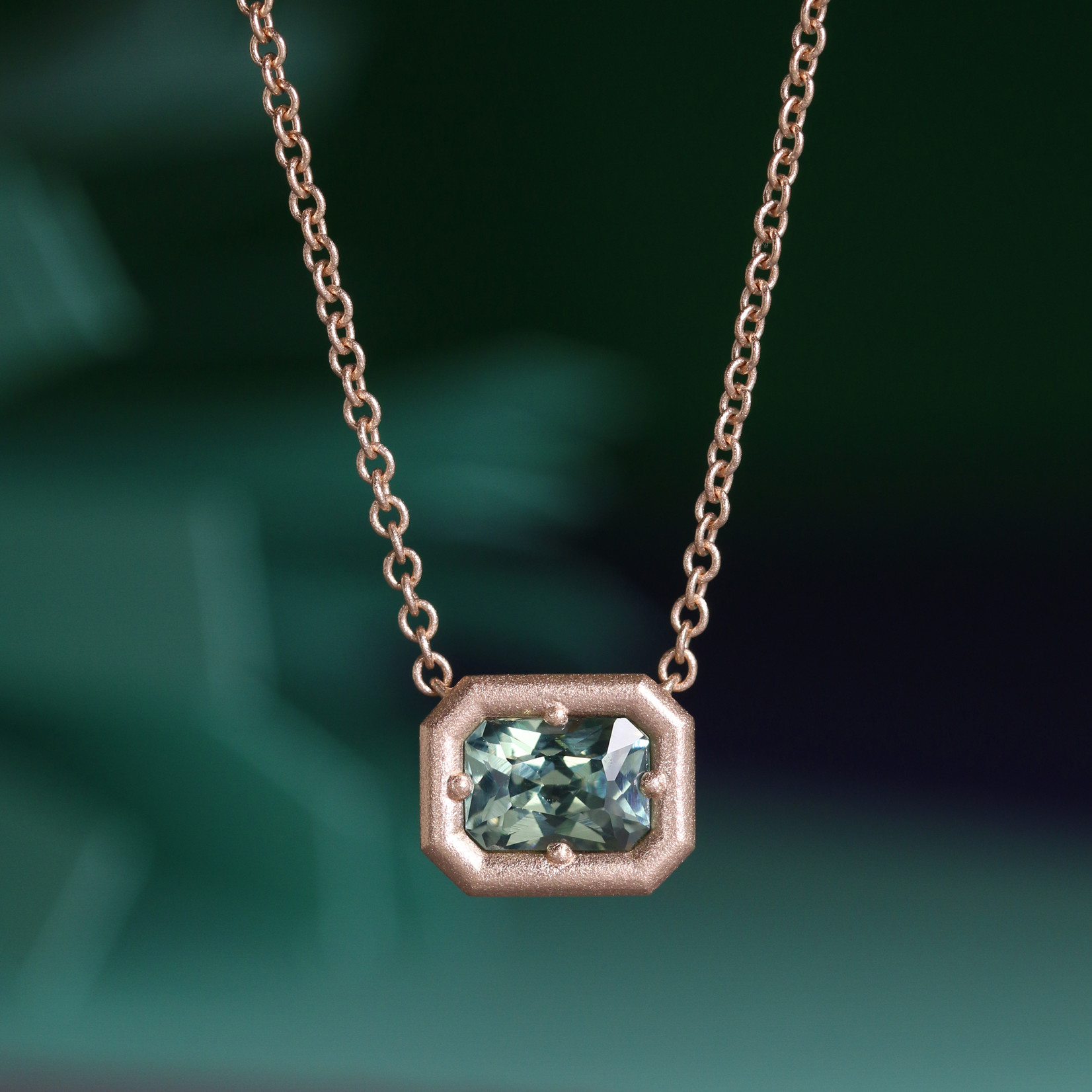 Baxter Moerman Anika Necklace with Teal Sapphirein Rose Gold