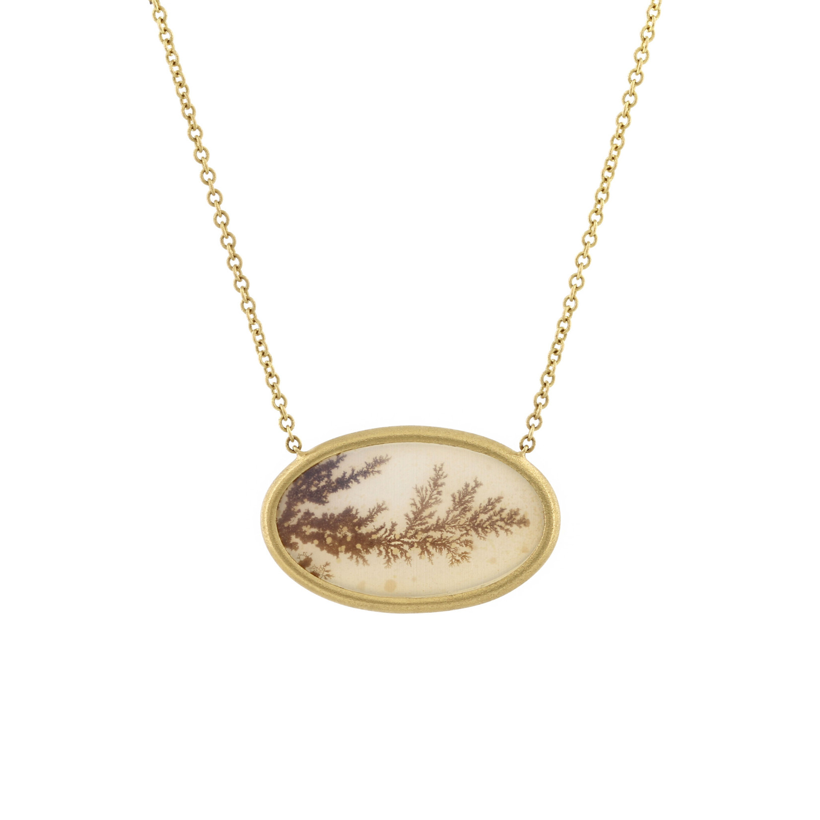 Baxter Moerman Oval Dentritic Agate Necklace in Yellow Gold