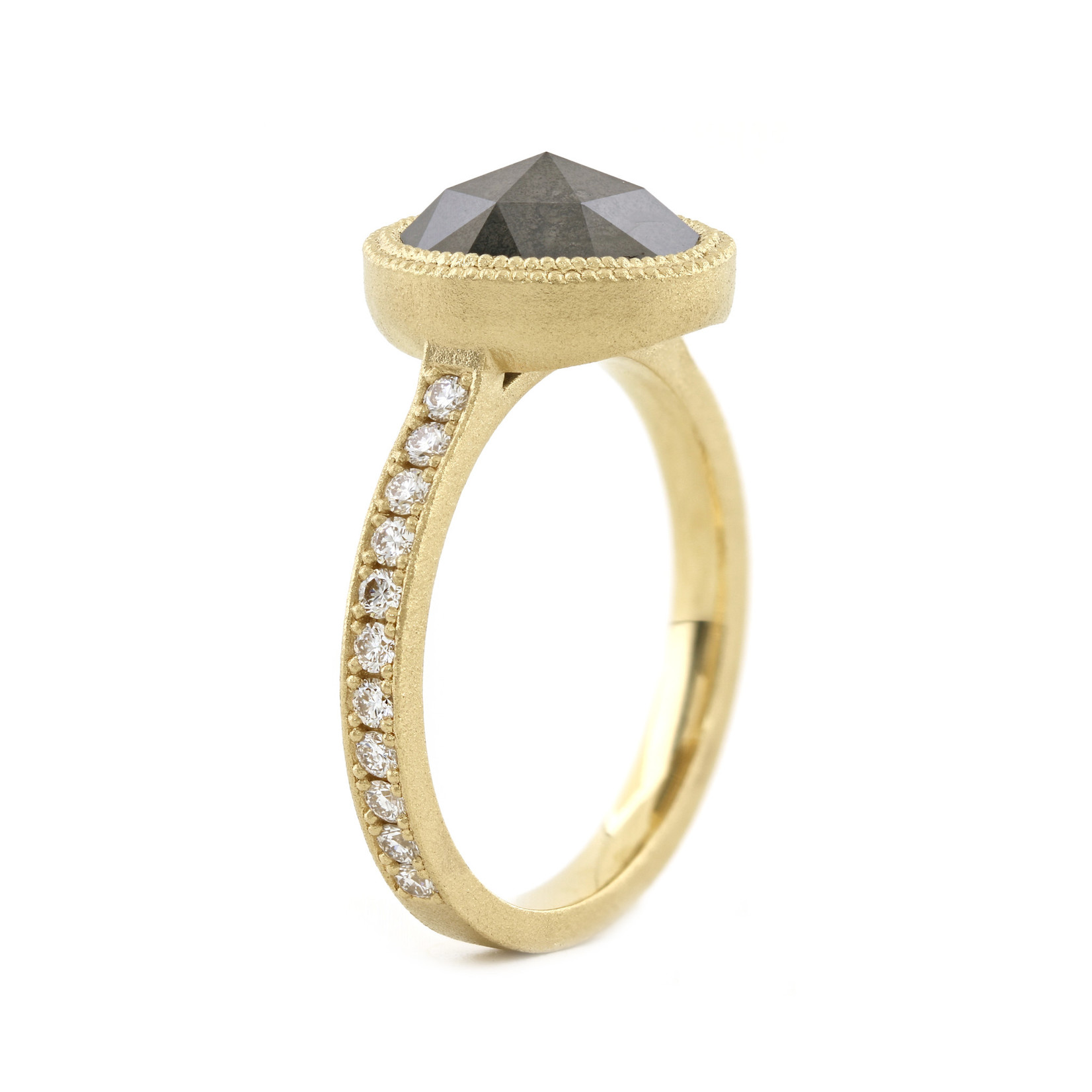 Baxter Moerman Stella Engagement Ring with Black Rose Cut Diamond