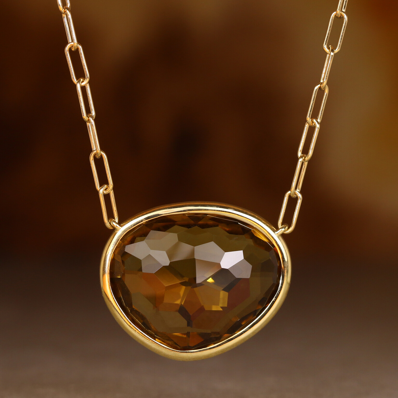 Baxter Moerman Large Piedras Necklace with Whiskey Quartz