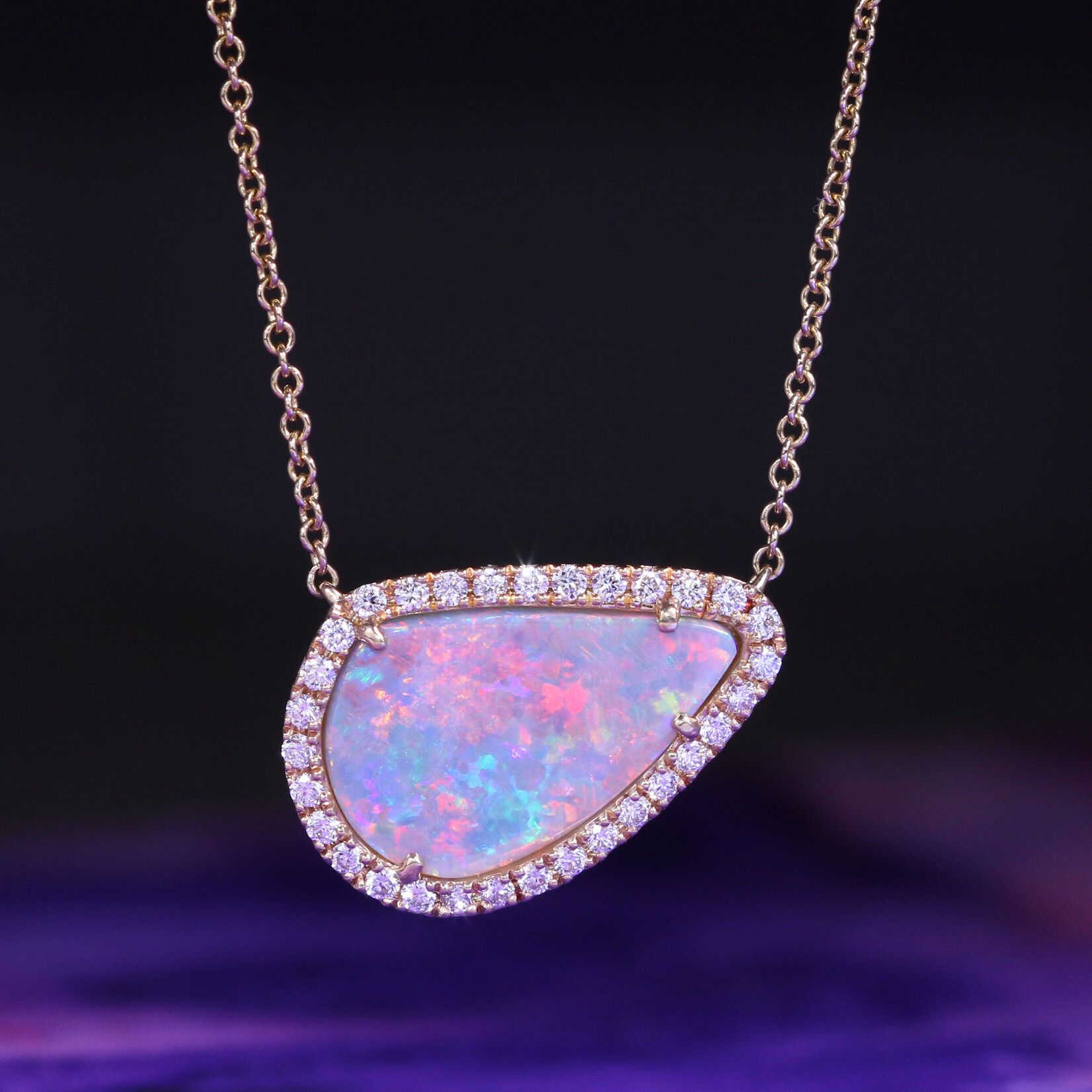 Baxter Moerman Pink Crystal Opal Halo Necklace