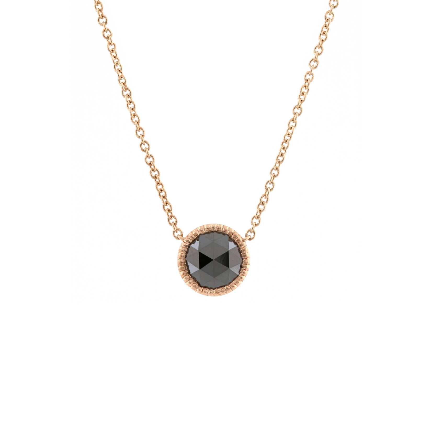 14K Rose Gold Black Briolette Diamond Necklace, Diamond Solitaire Necklace,  Black Diamond Necklace, Rose Gold Black Diamond Necklace .10 CT