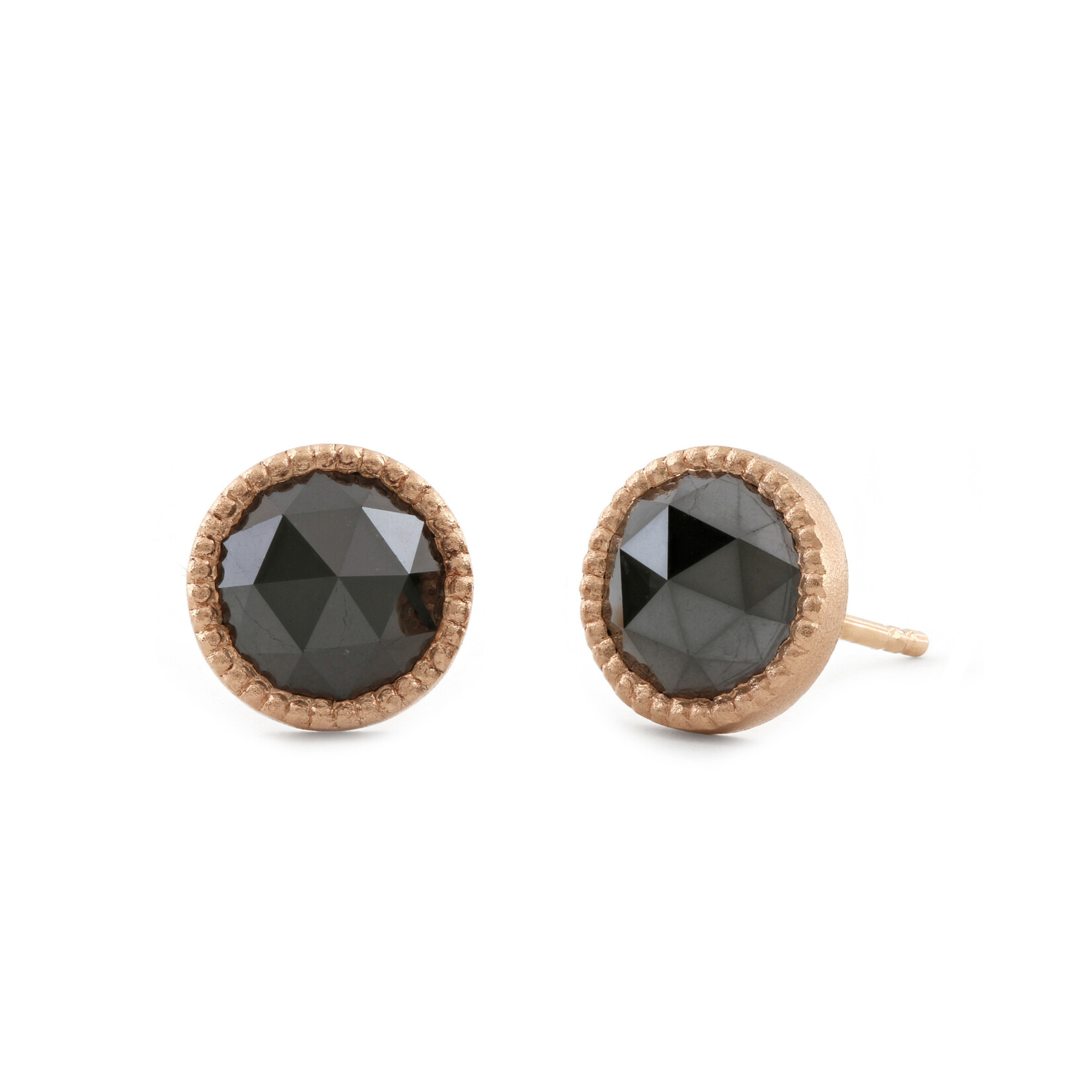 Baxter Moerman Rose Cut Black Diamond Stud Earrings - 7mm