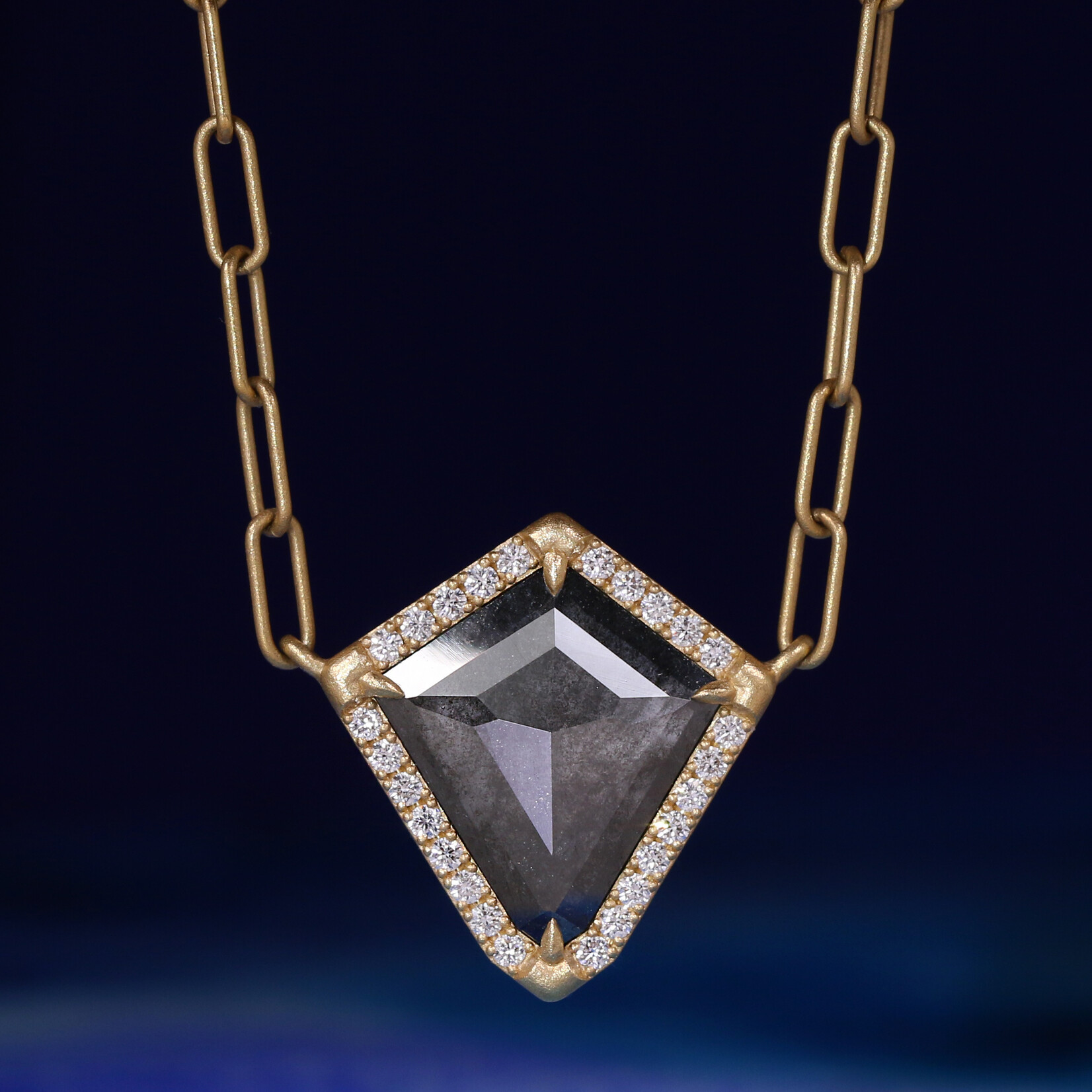 Baxter Moerman Salt & Pepper Kite Diamond Halo Necklace