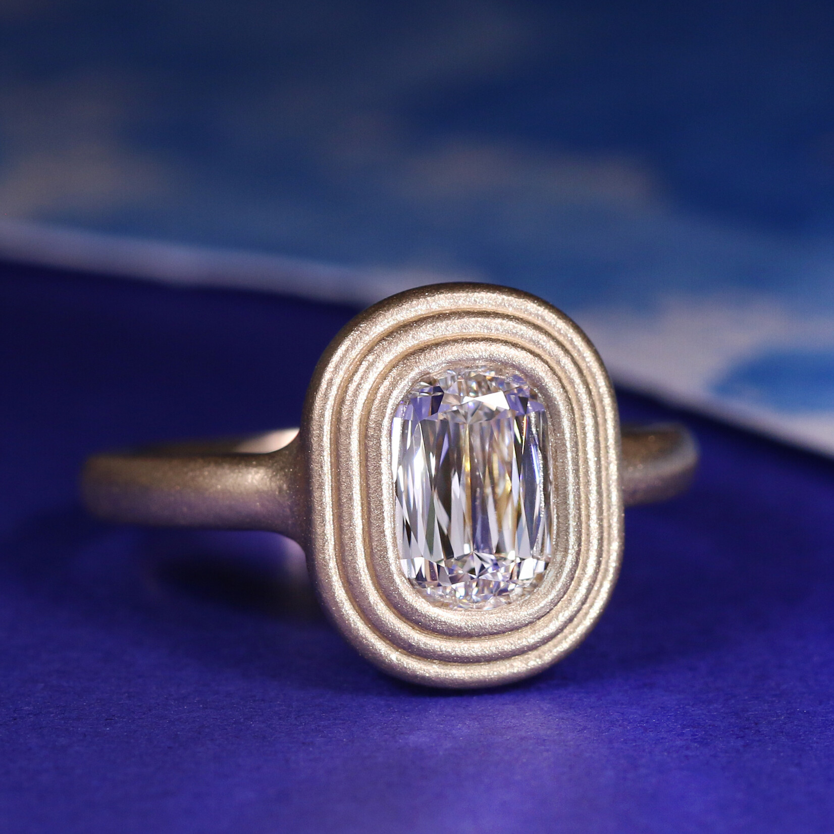 Baxter Moerman Ripple Signet Ring with Scissor Cut Diamond