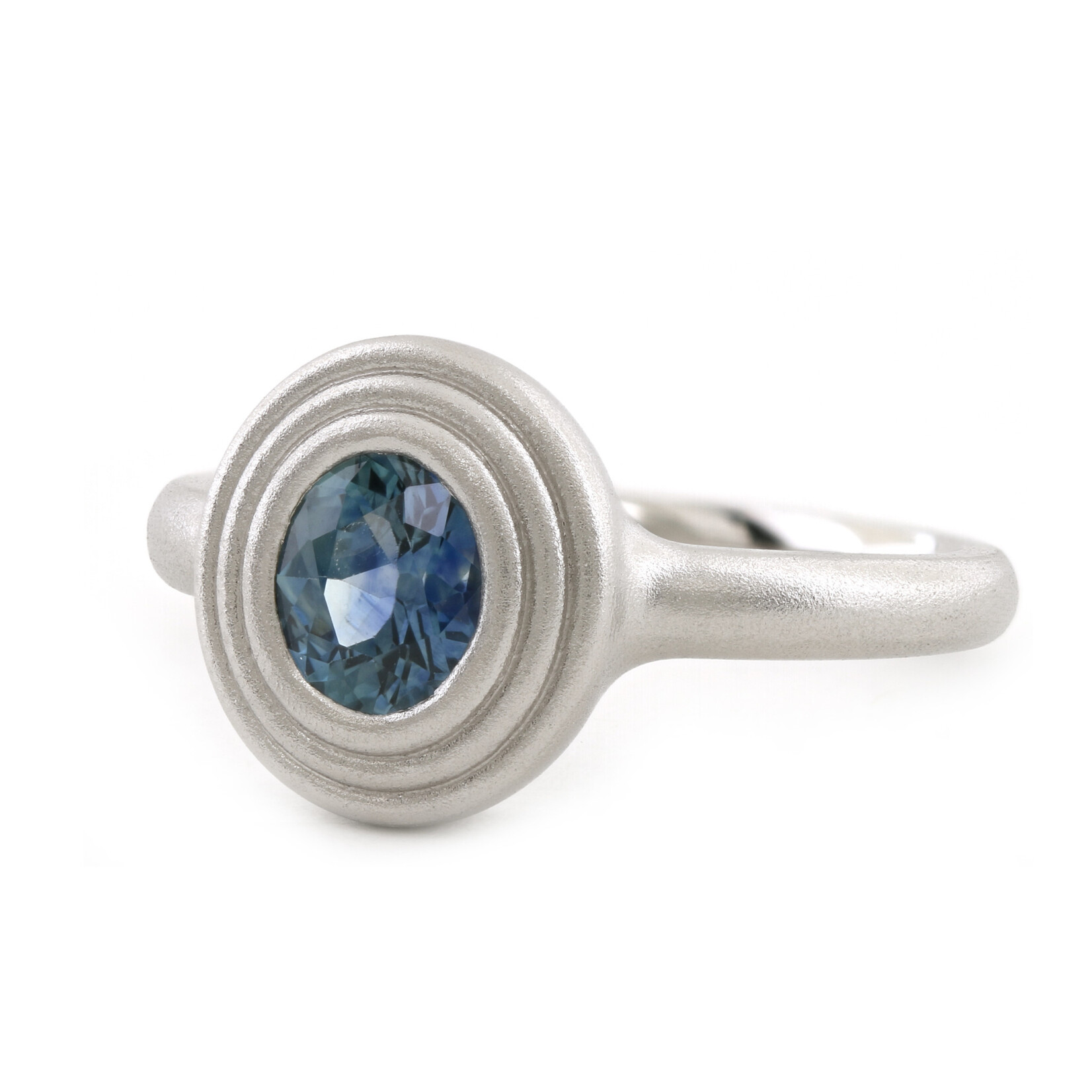 Baxter Moerman Ripple Signet Ring with Montana Sapphire