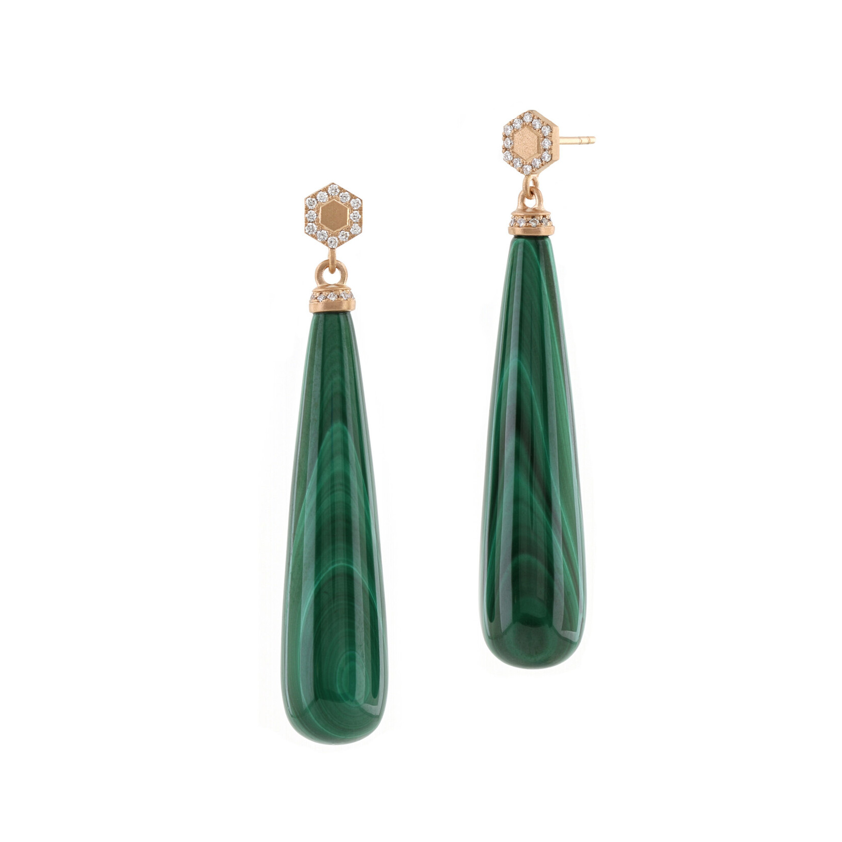 Baxter Moerman Hex Earrings with Malachite