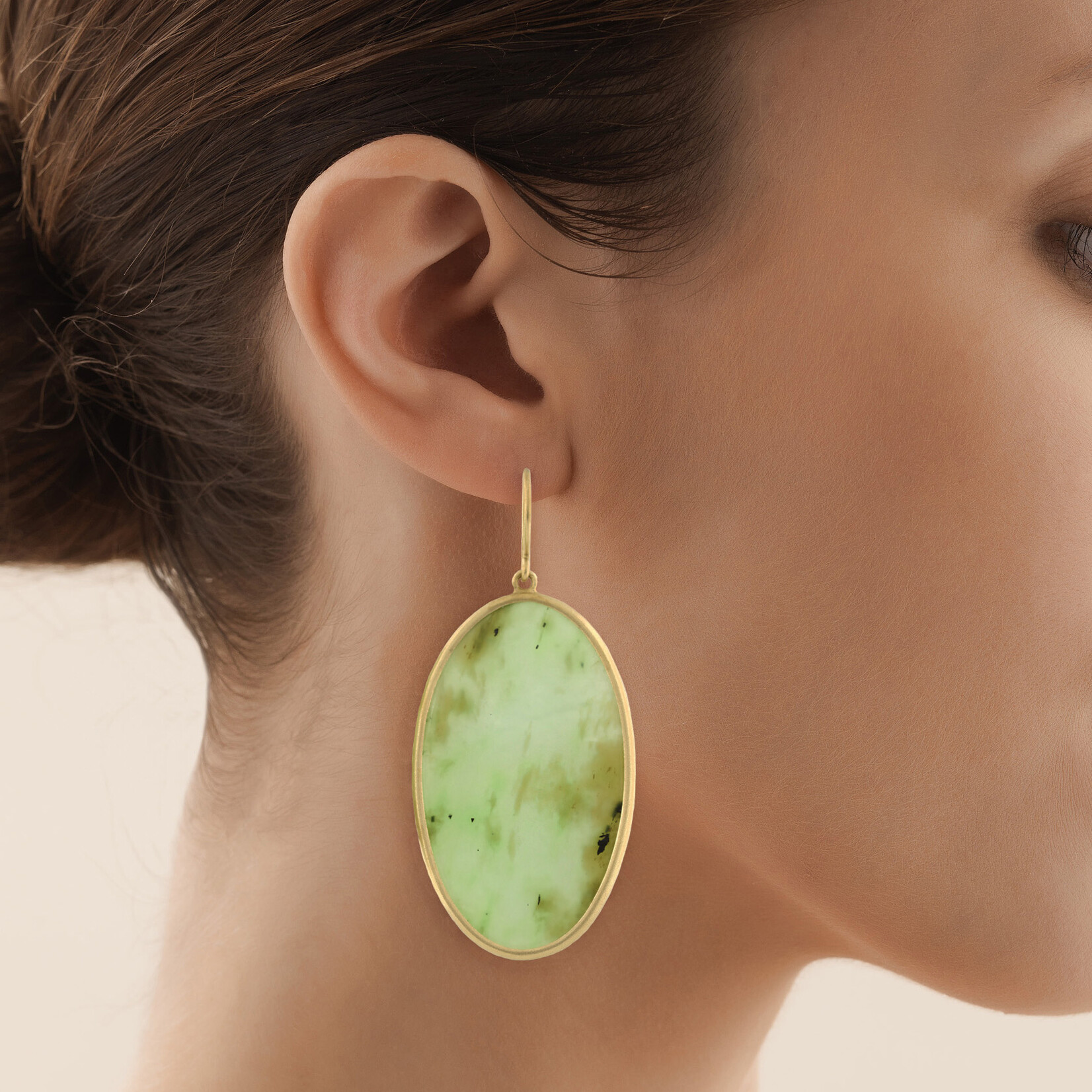 Baxter Moerman Siberian Green Jade Drop Earrings - Oval
