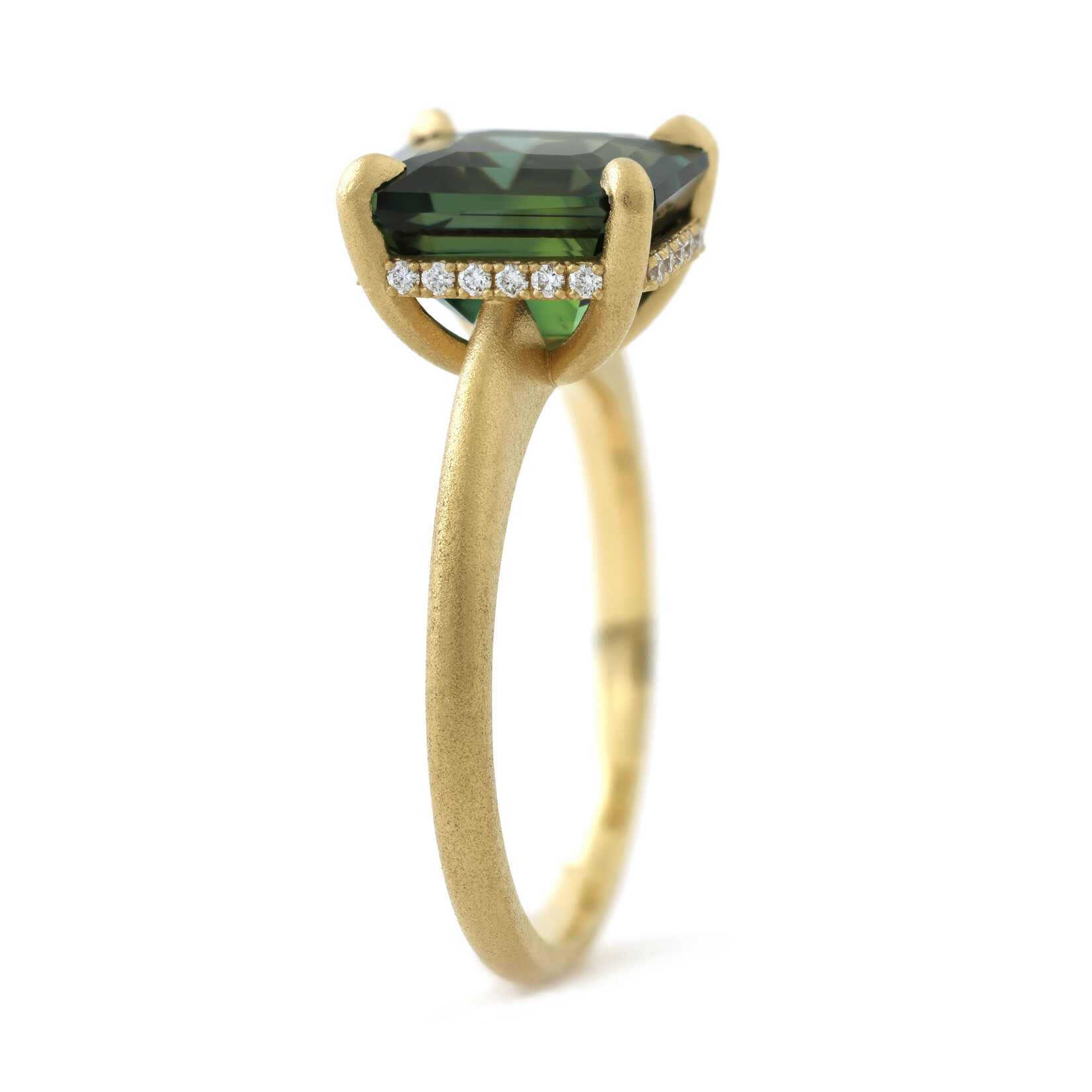 Baxter Moerman Aiko Ring with Teal Sapphire Ring and Hidden Halo