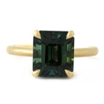 Baxter Moerman Teal Sapphire Ring with Hidden Halo