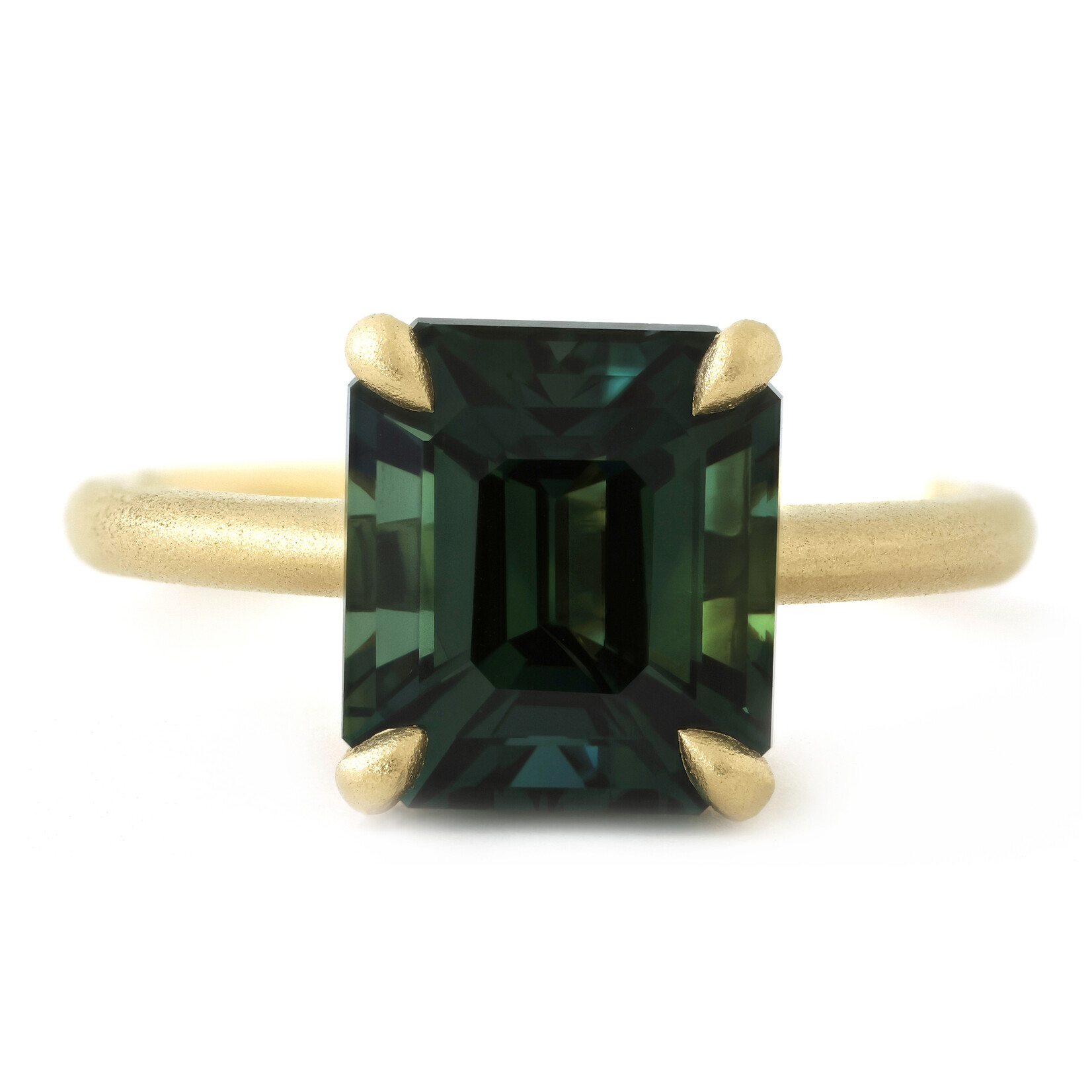 Baxter Moerman Aiko Ring with Teal Sapphire Ring and Hidden Halo