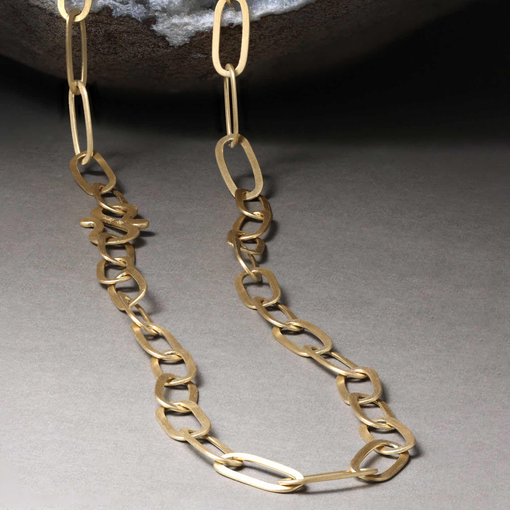 Baxter Moerman Niki Flat Link Necklace 30” Handmade Chain