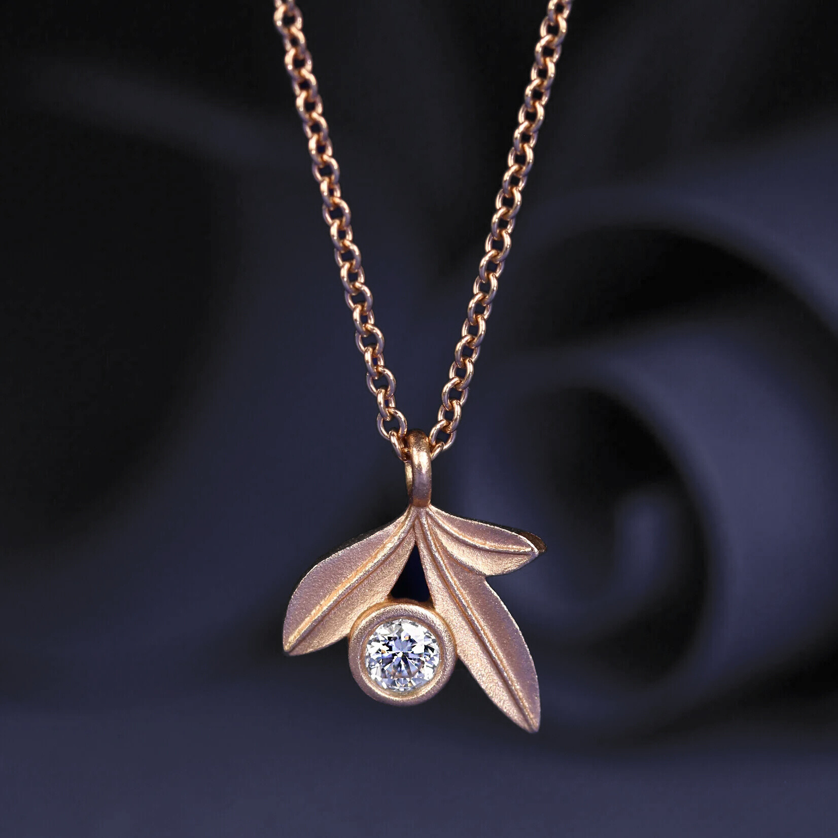 Baxter Moerman Botanica Single Stone Necklace in Rose Gold