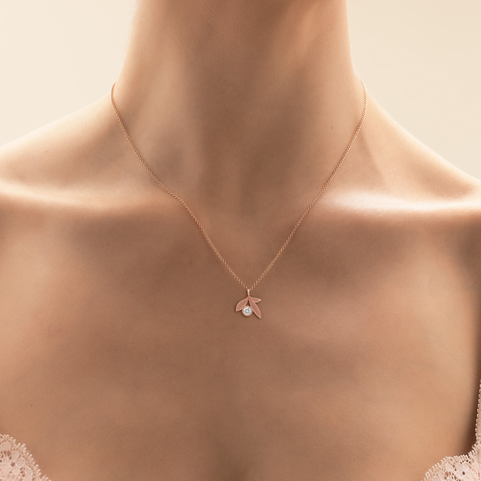 Baxter Moerman Botanica Single Stone Necklace in Rose Gold