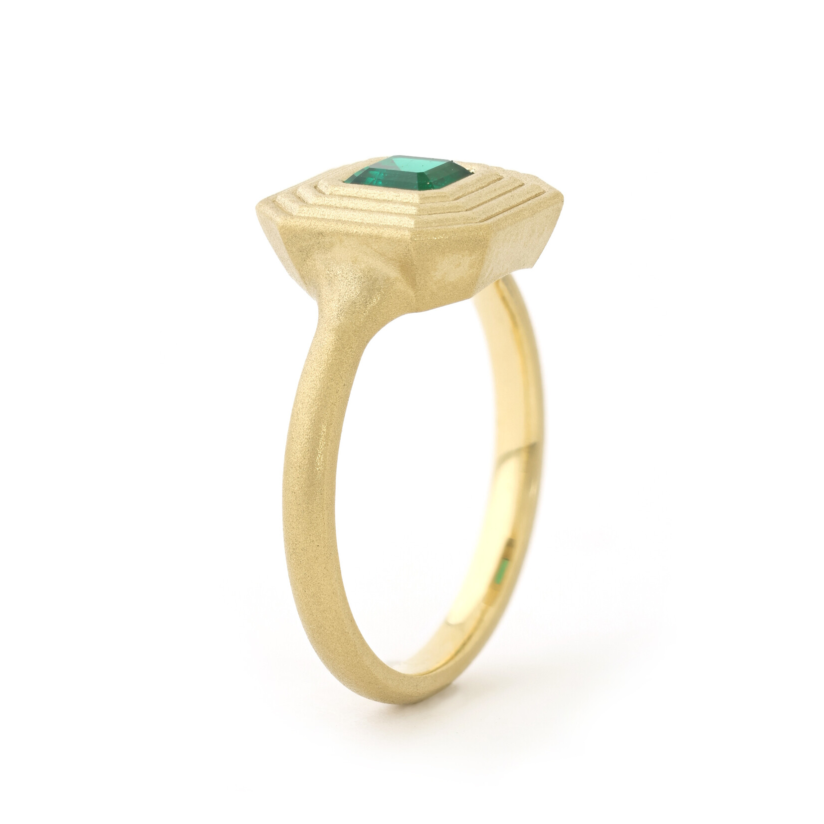 Baxter Moerman Ripple Ring with Emerald
