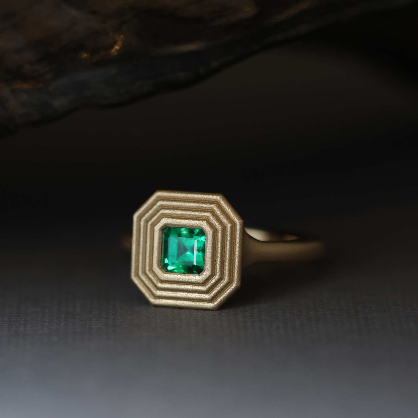 Baxter Moerman Ripple Ring with Emerald