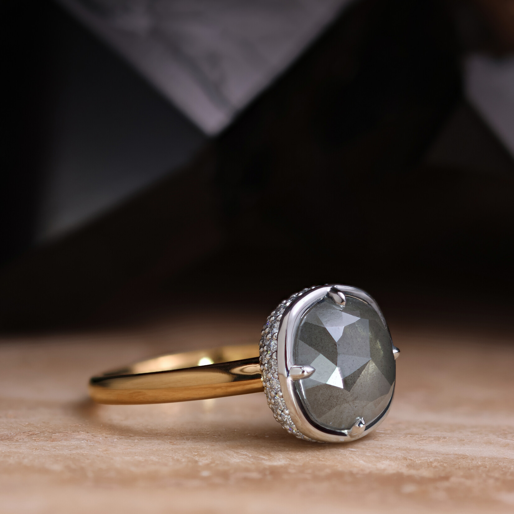 Baxter Moerman Avery Ring with Hazy Grey Rose Cut Diamond