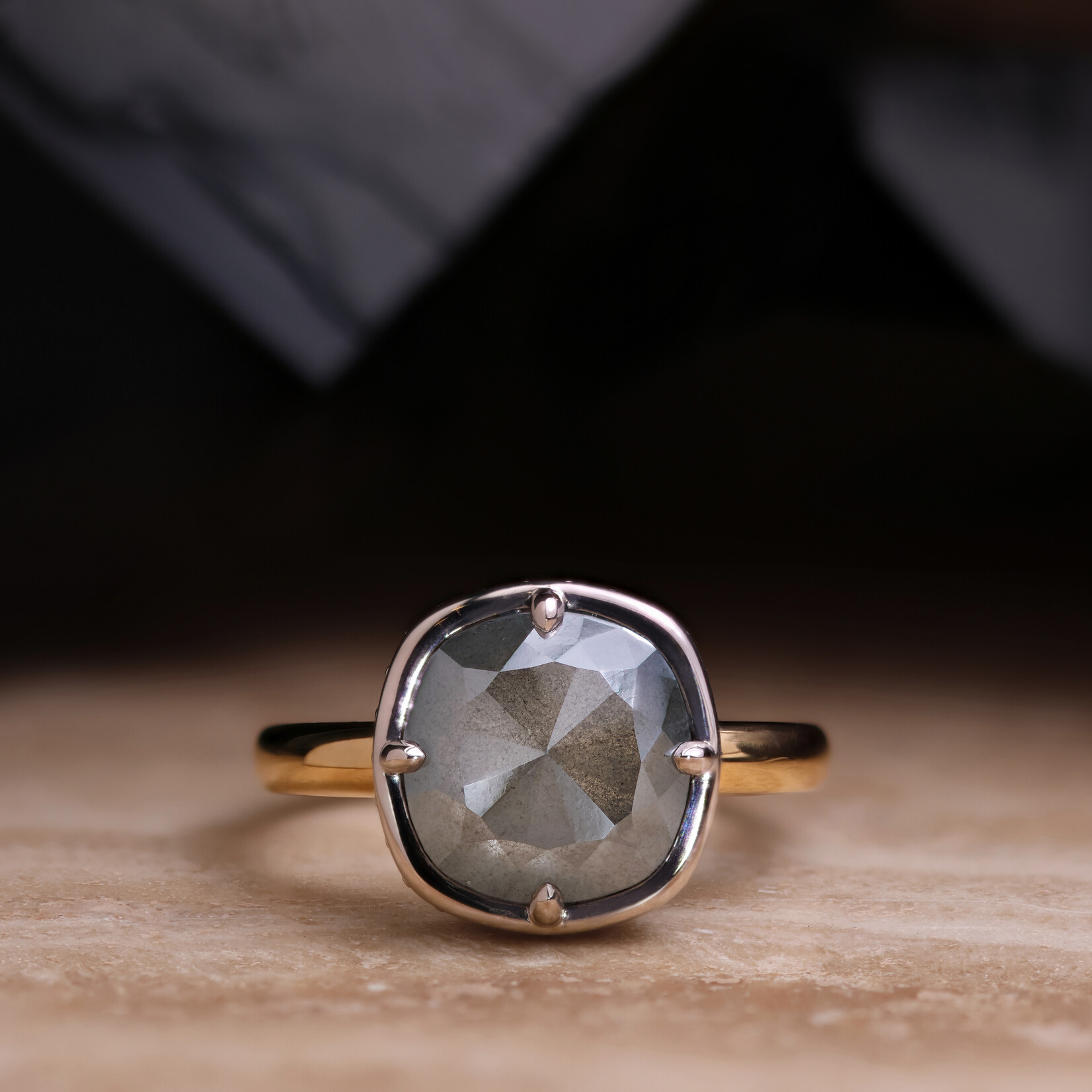 Baxter Moerman Avery Ring with Hazy Grey Rose Cut Diamond