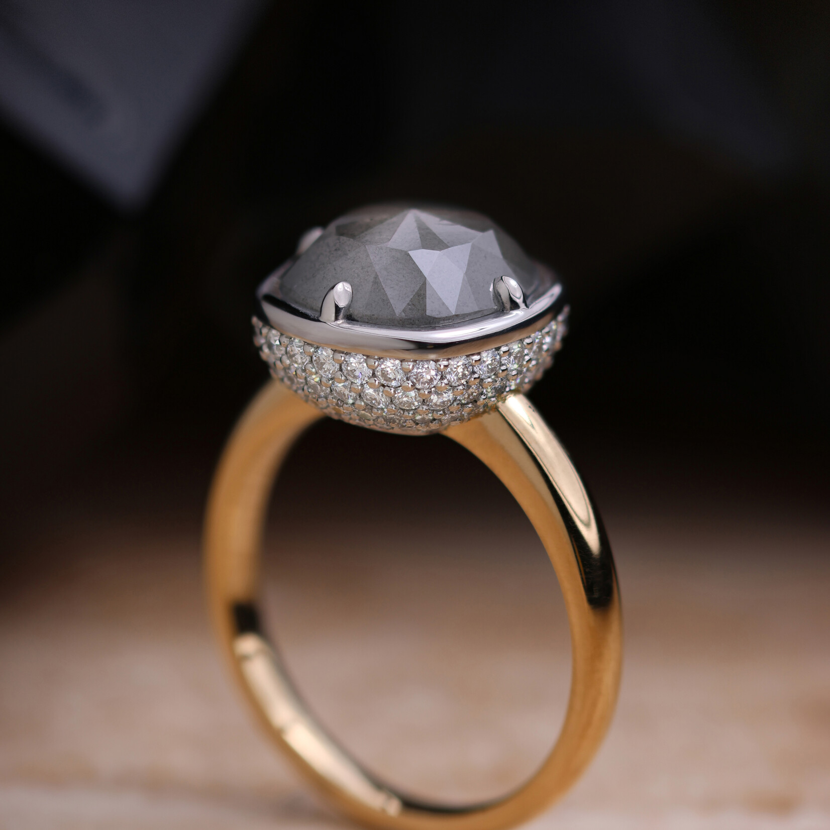 Baxter Moerman Avery Ring with Hazy Grey Rose Cut Diamond