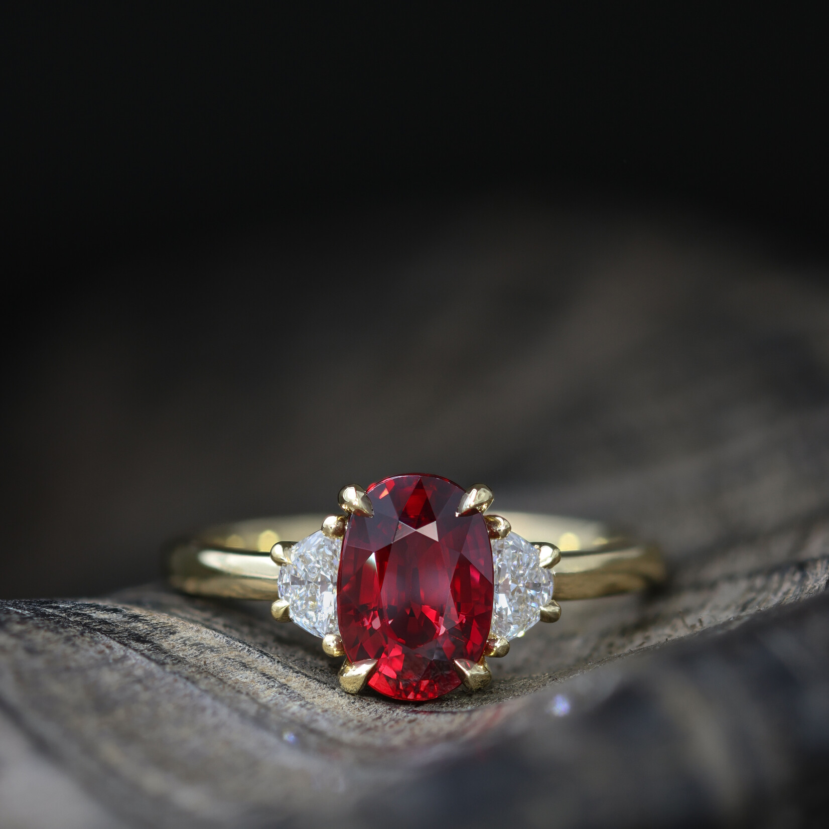 Baxter Moerman Penelope Ring with Ruby and Half Moon Diamonds