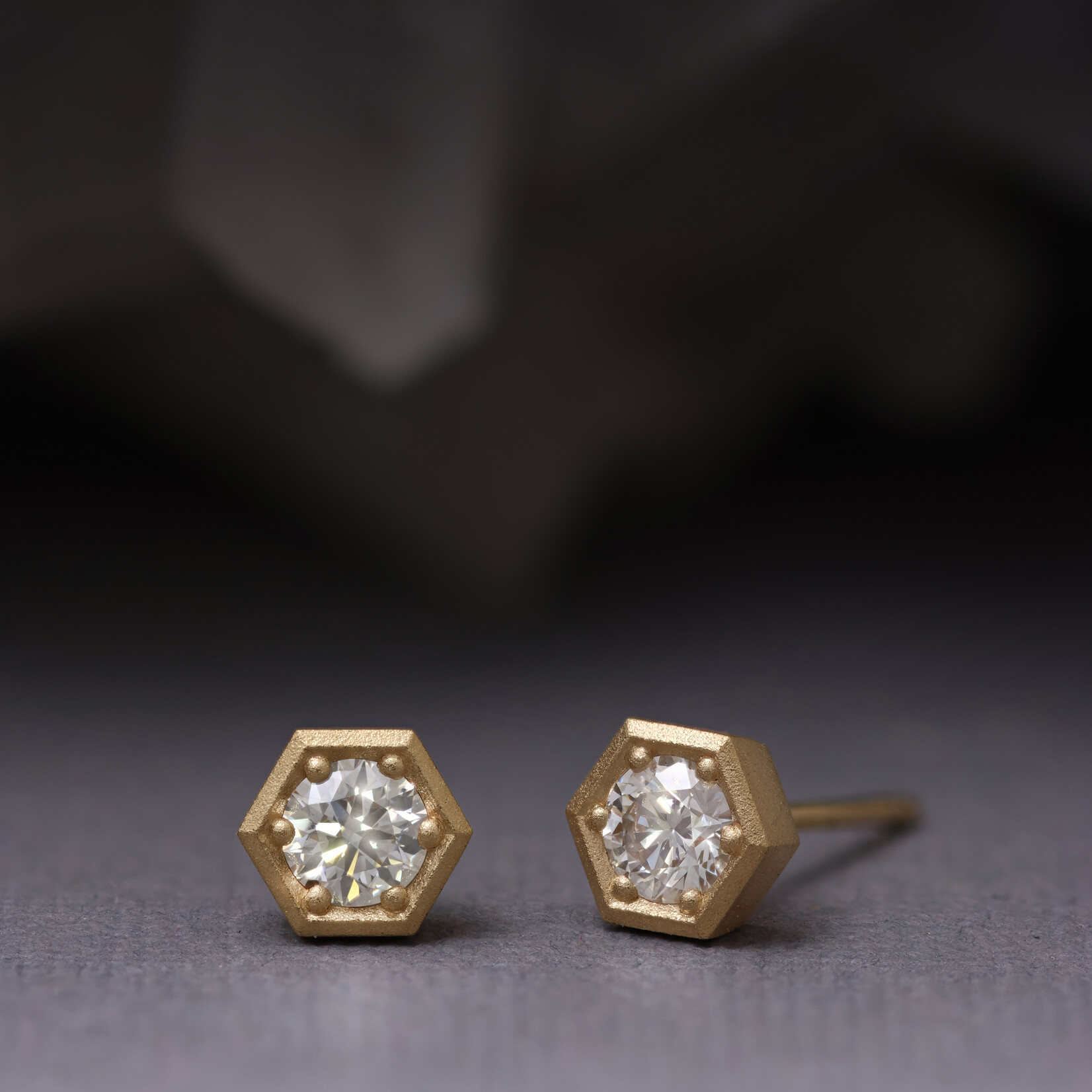 Baxter Moerman Hex Diamond Stud Earrings
