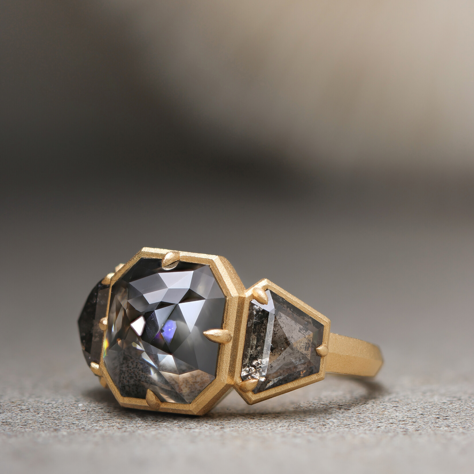 Baxter Moerman Astra Ring with Rose Cut Salt & Pepper Diamonds