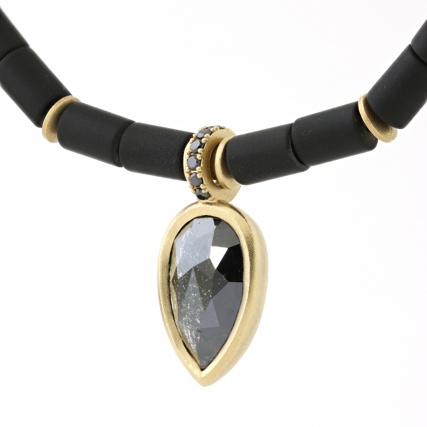 Baxter Moerman 3.34ct Rose-Cut Black Diamond & Onyx Necklace