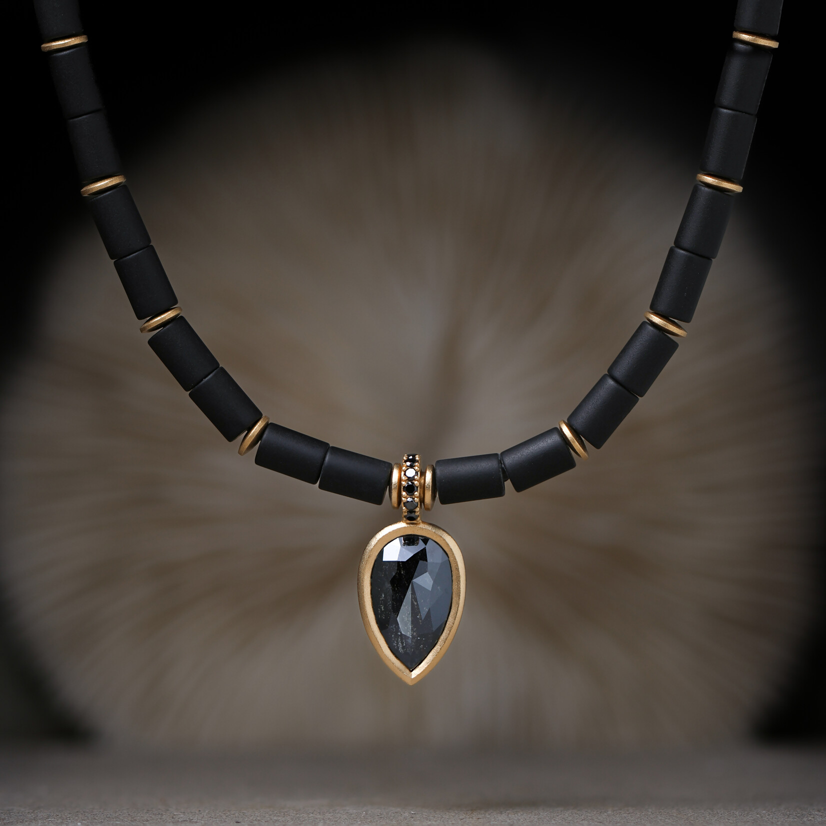 Baxter Moerman 3.34ct Rose-Cut Black Diamond & Onyx Necklace