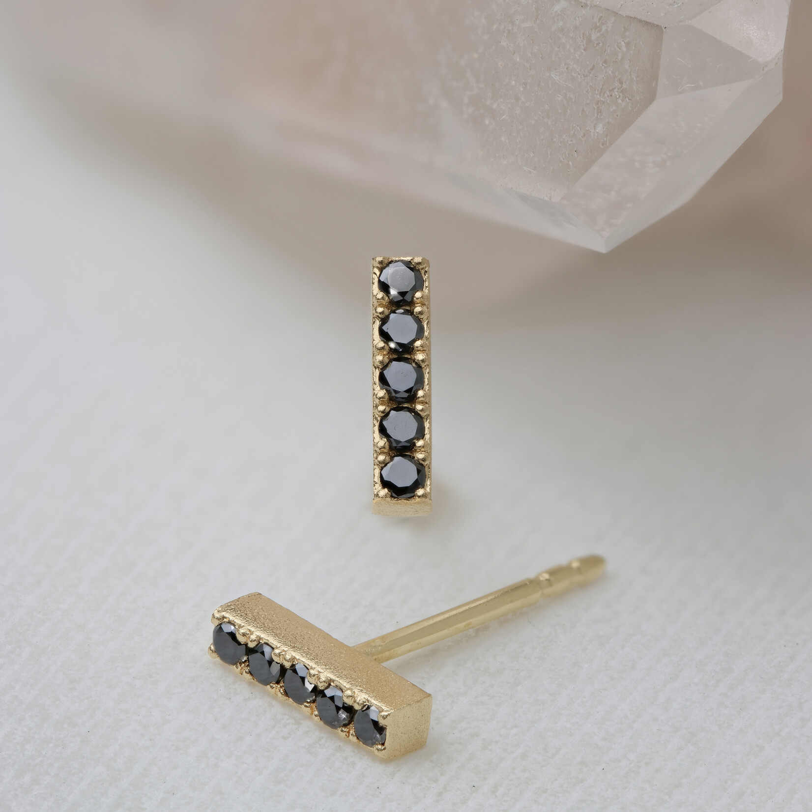 Baxter Moerman Black Diamond Mini Bar Earrings
