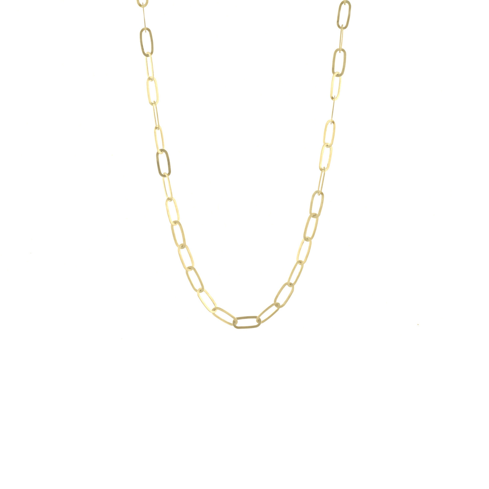 Baxter Moerman Niki Flat Link Necklace 20” Handmade Chain 18K gold