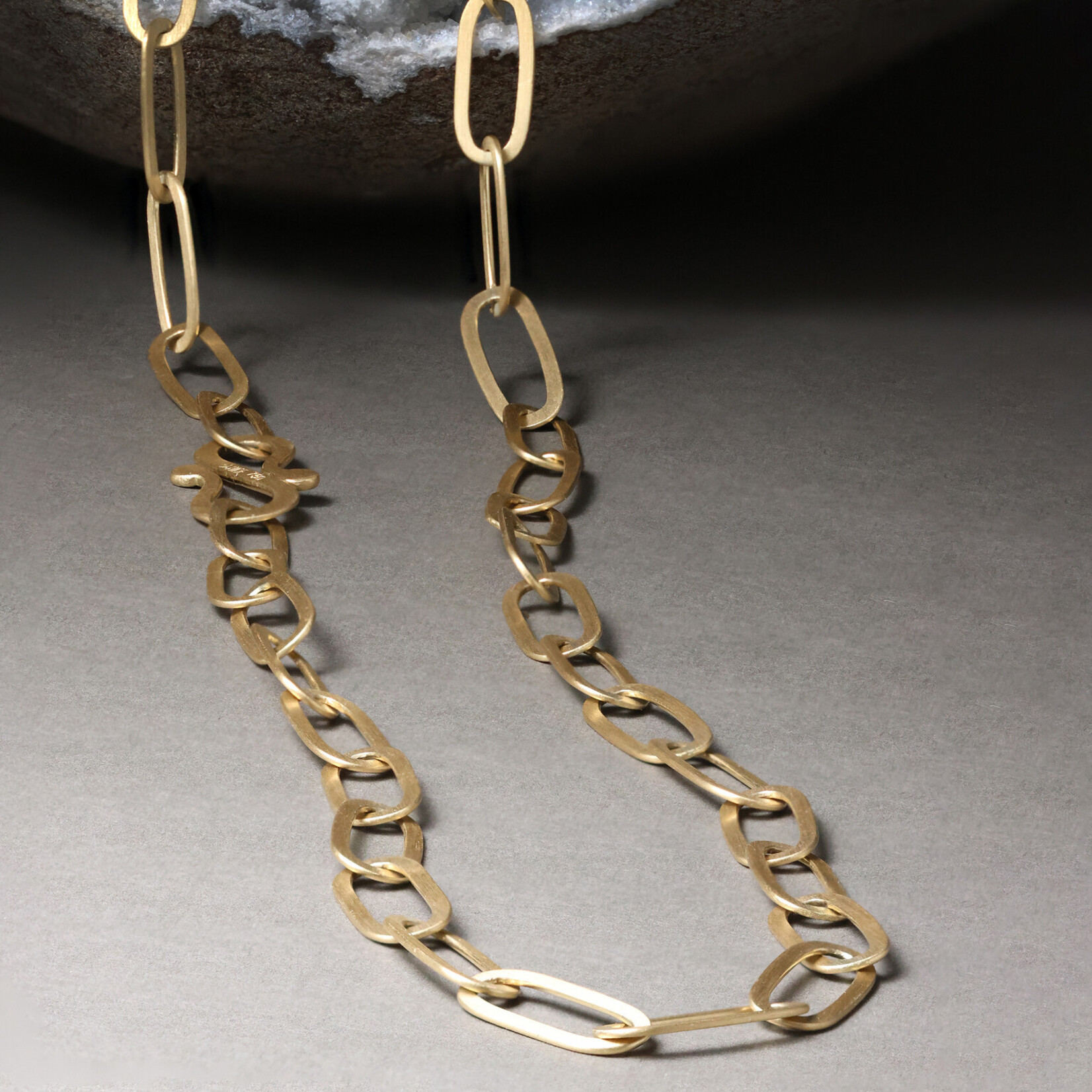 Baxter Moerman Niki Flat Link Necklace 20” 18K Yellow