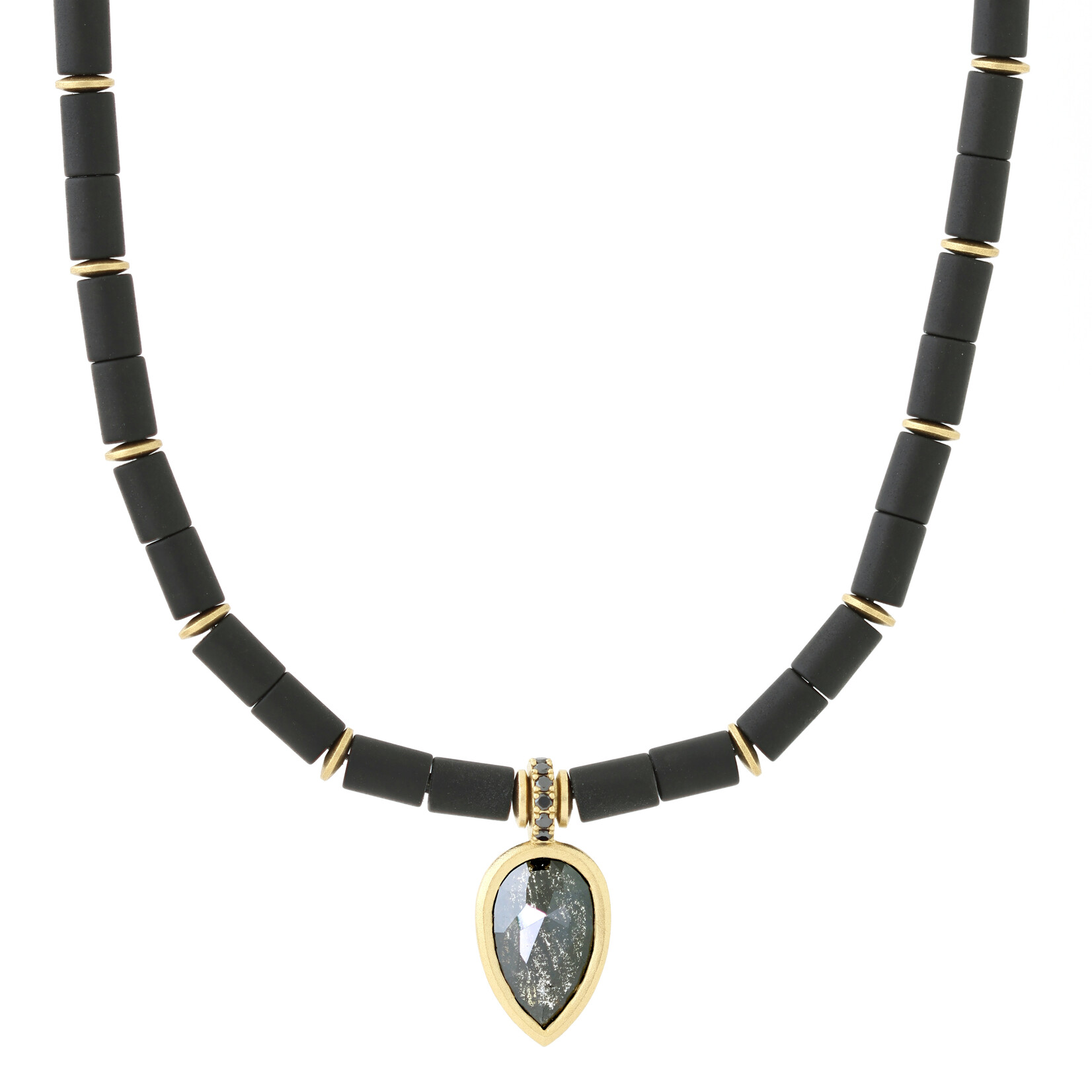 Baxter Moerman 3.34ct Rose-Cut Black Diamond & Onyx Necklace
