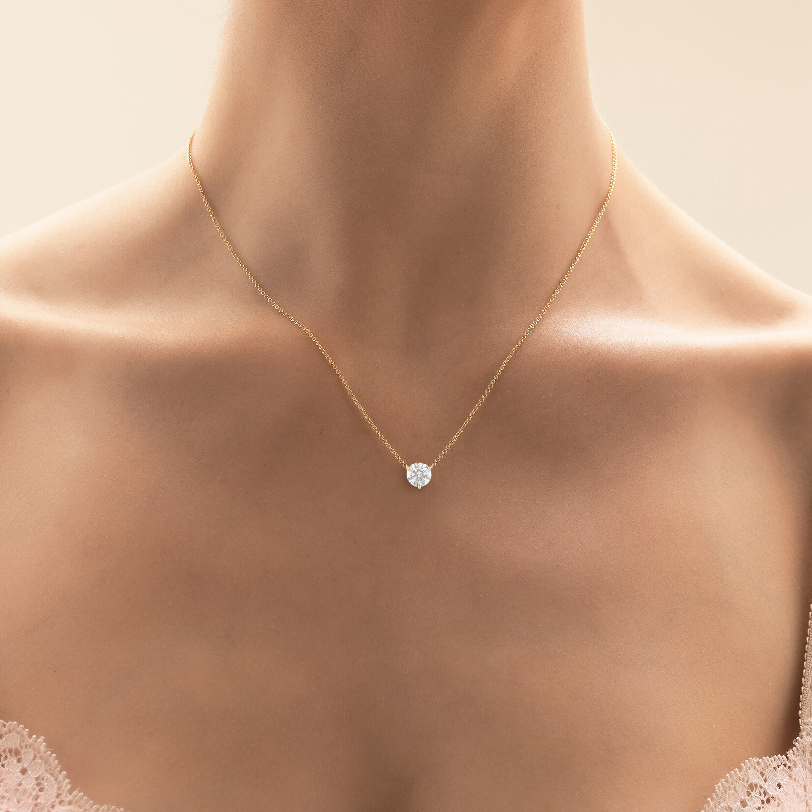 Baxter Moerman Diamond Solitaire Necklace with 1.00 carat in 18K Yellow Gol
