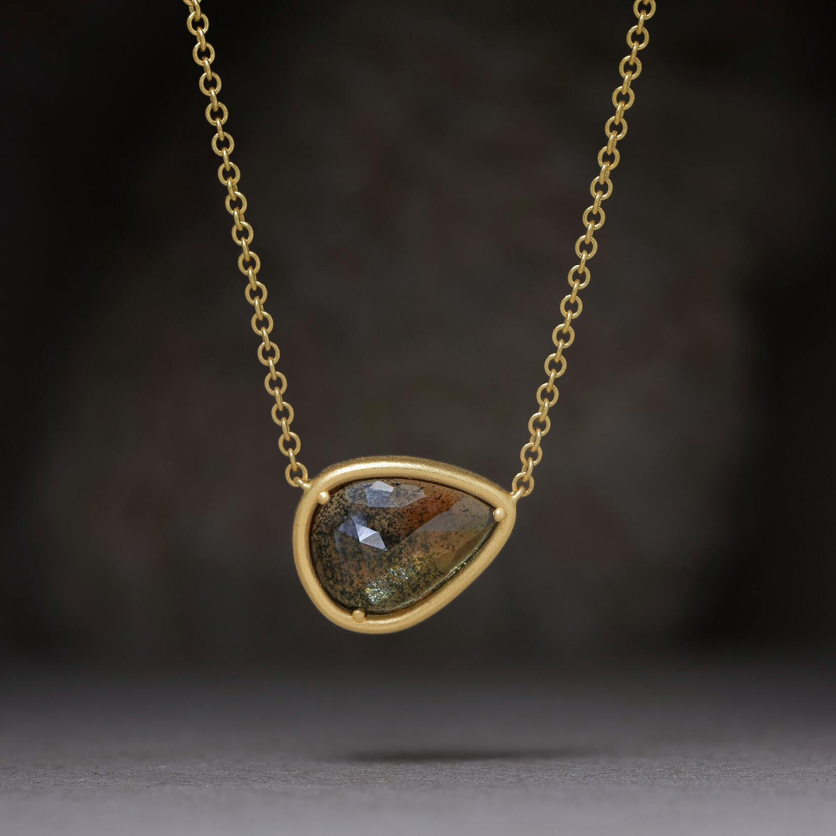 Baxter Moerman Anika Necklace  with Cognac Pear Rose Cut Sapphire