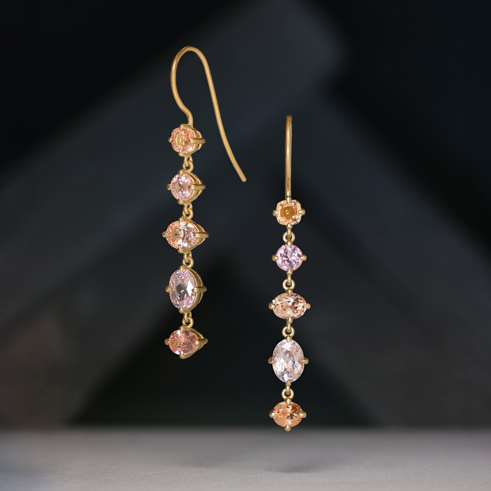Baxter Moerman Chroma Drop Earrings with Peach Sapphires