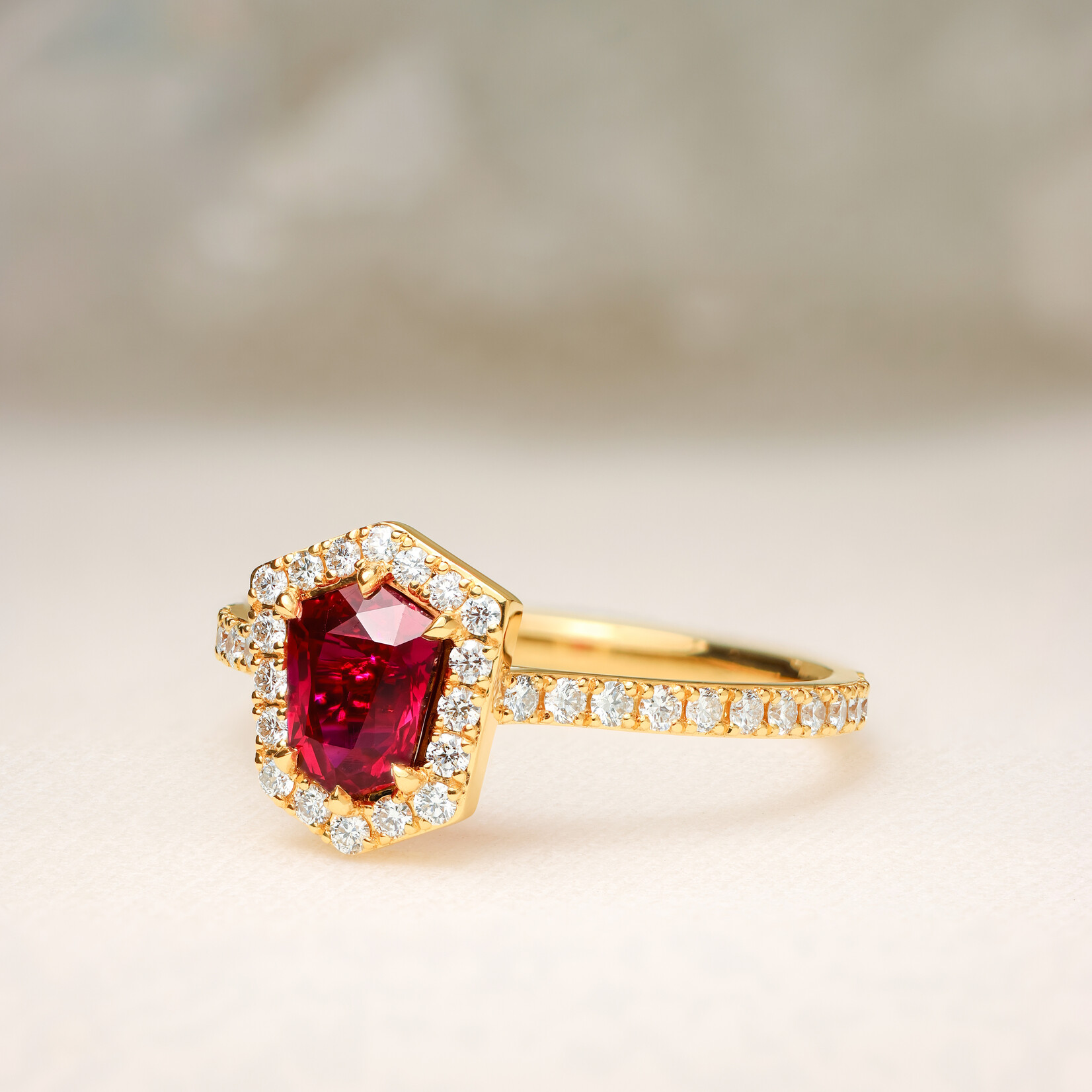Baxter Moerman Kinsley Ring with Ruby Shield