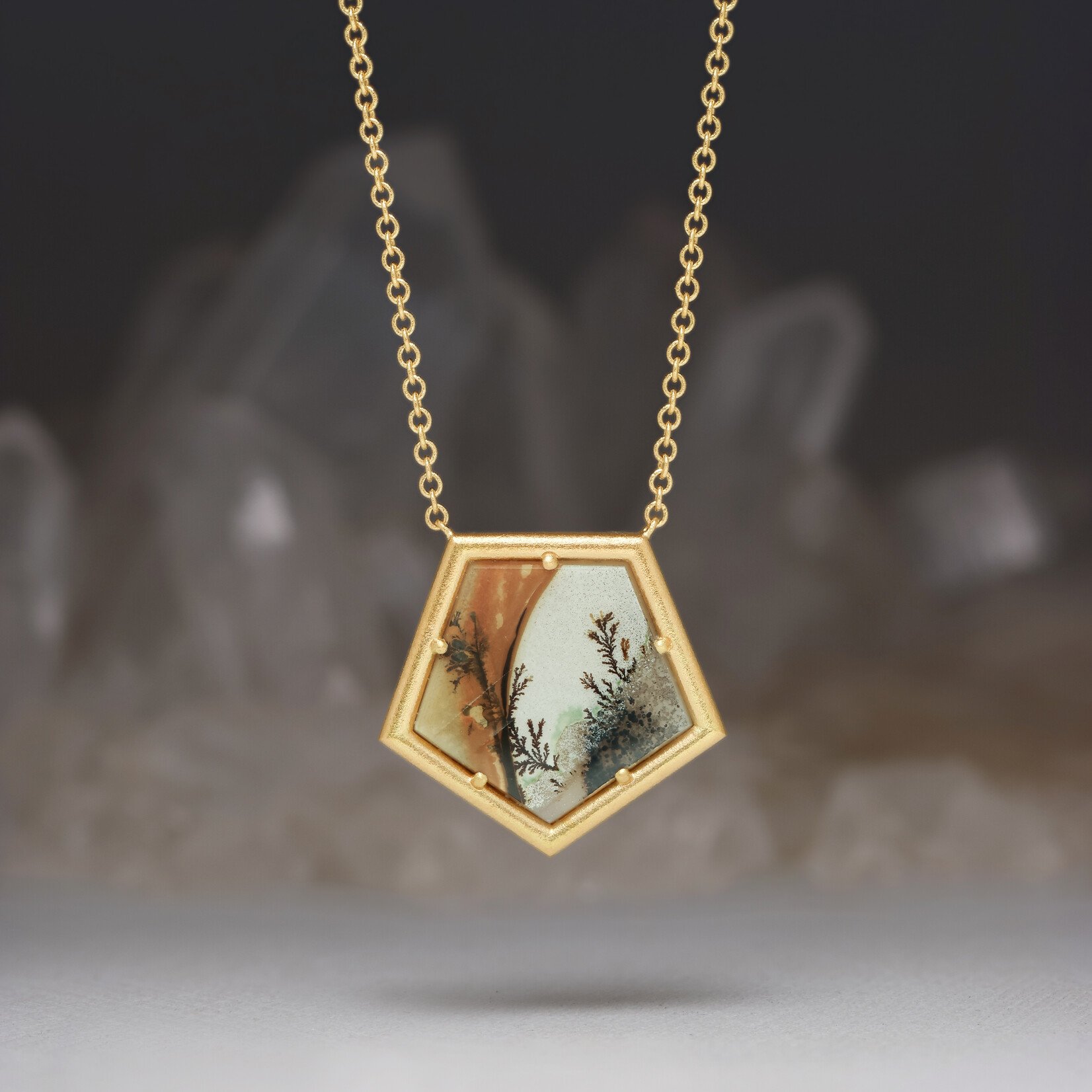 Baxter Moerman Pentagon Dendritic Agate Necklace