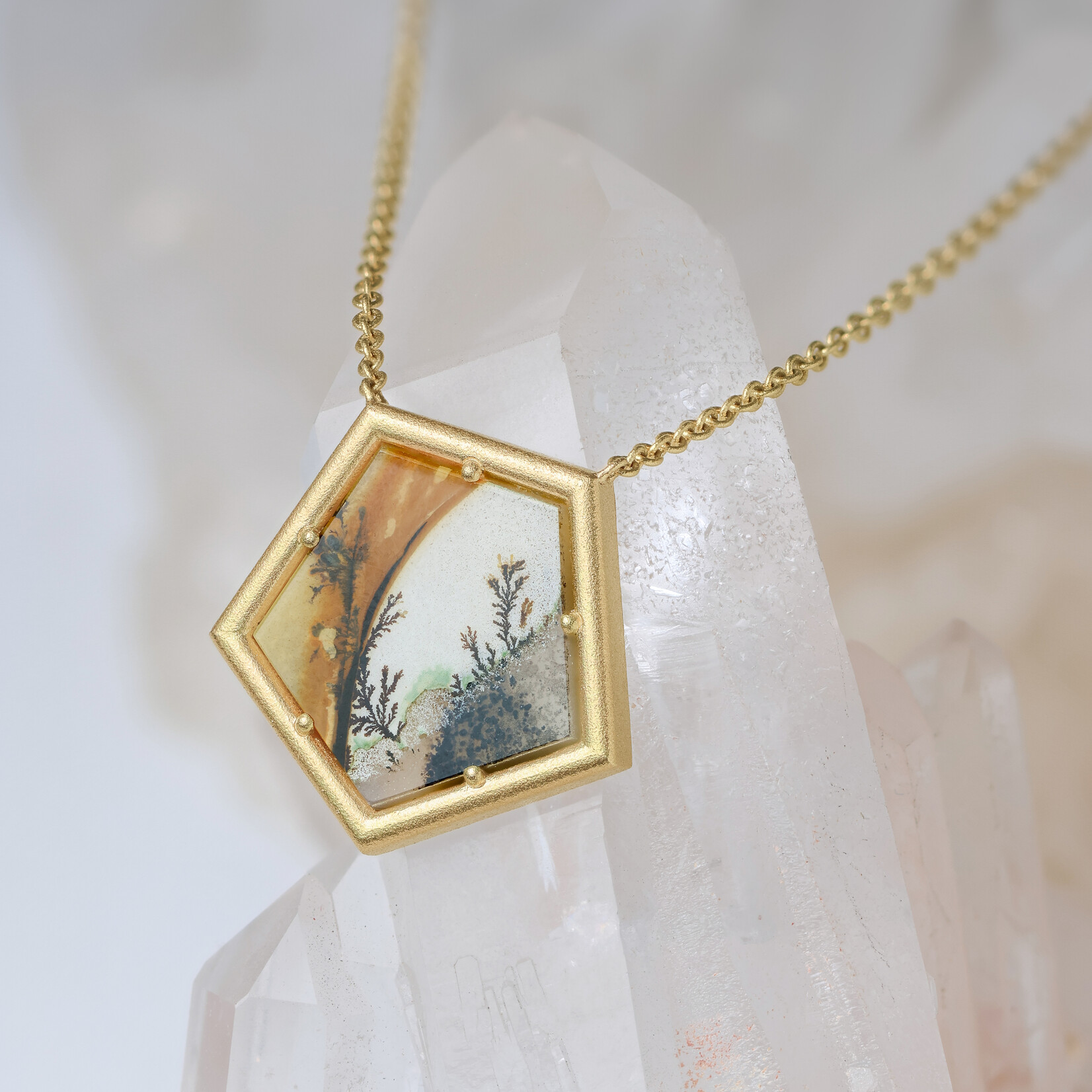Baxter Moerman Pentagon Dendritic Agate Necklace