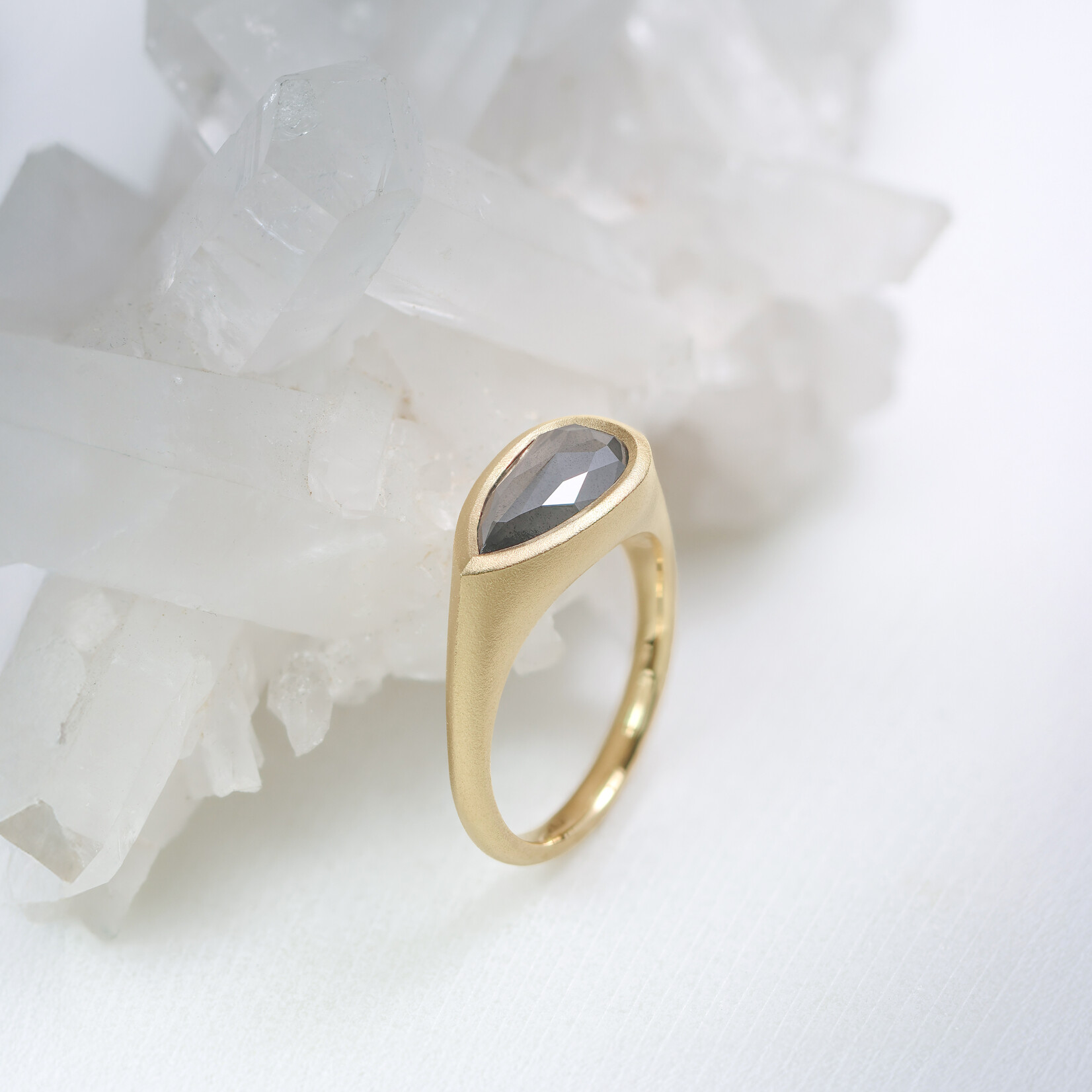 Baxter Moerman Kira Ring with a Rose Cut Grey Diamond