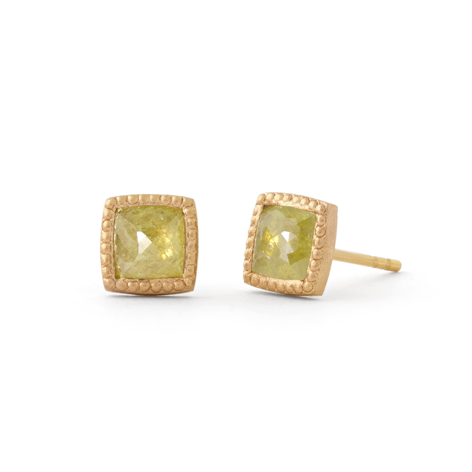 Baxter Moerman Rose Cut Yellow Diamond Stud Earrings