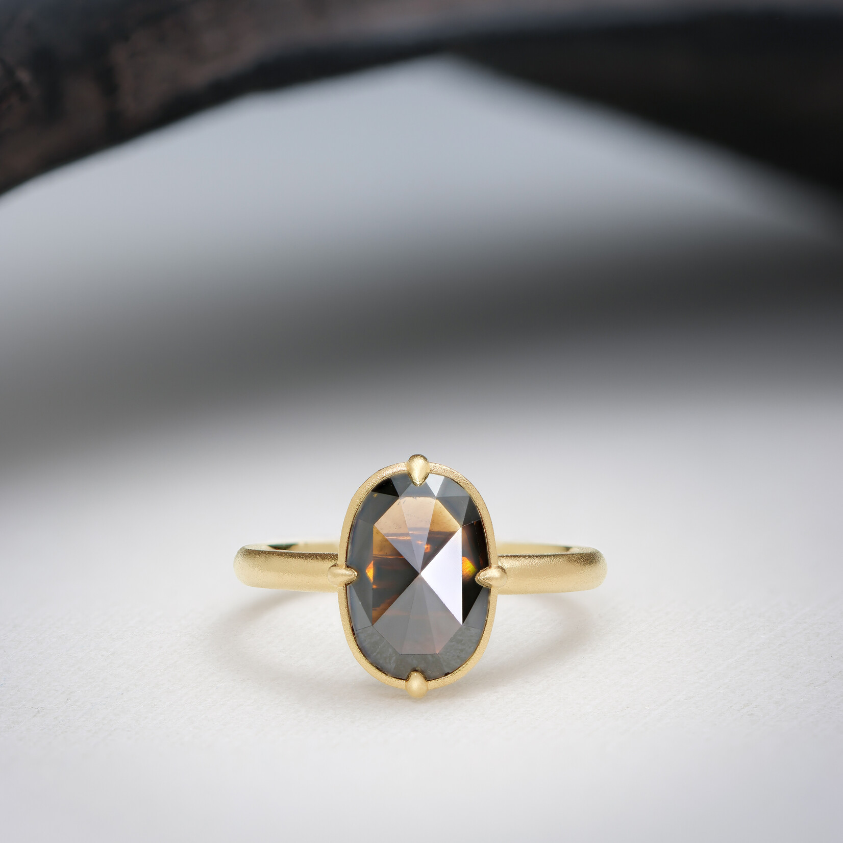 Baxter Moerman Quinn Ring with Cognac Rose Cut Diamond