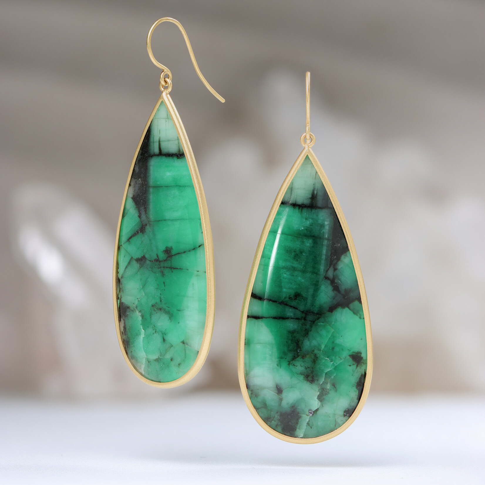 Baxter Moerman Emerald Slice Drop Earrings