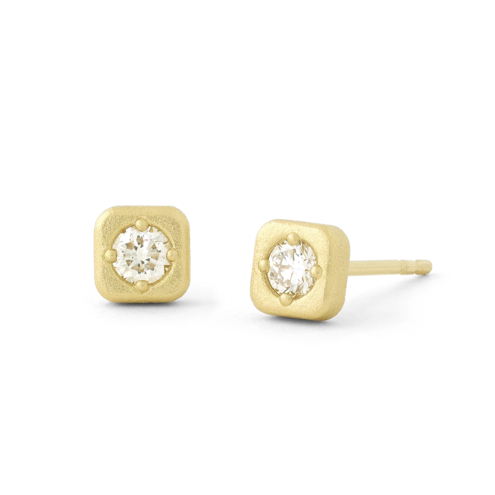 Baxter Moerman Button Stud Diamond Earrings, 18K Yellow