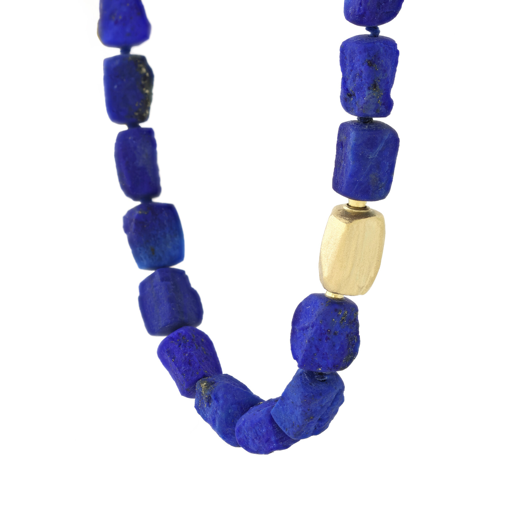 Baxter Moerman Afghan Lapis Bead Necklace with 18K Gold Clasp