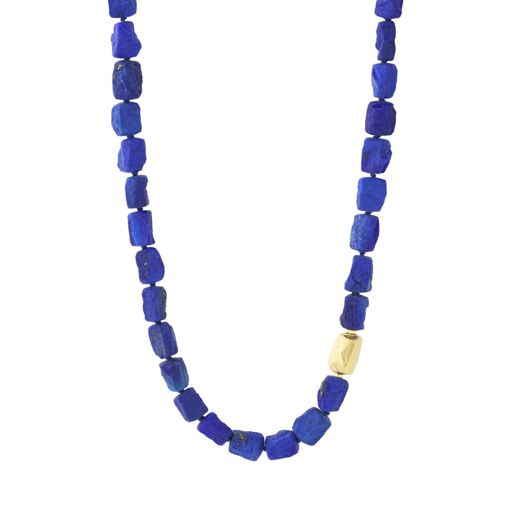 Baxter Moerman Afghan Lapis Bead Necklace with 18K Gold Clasp