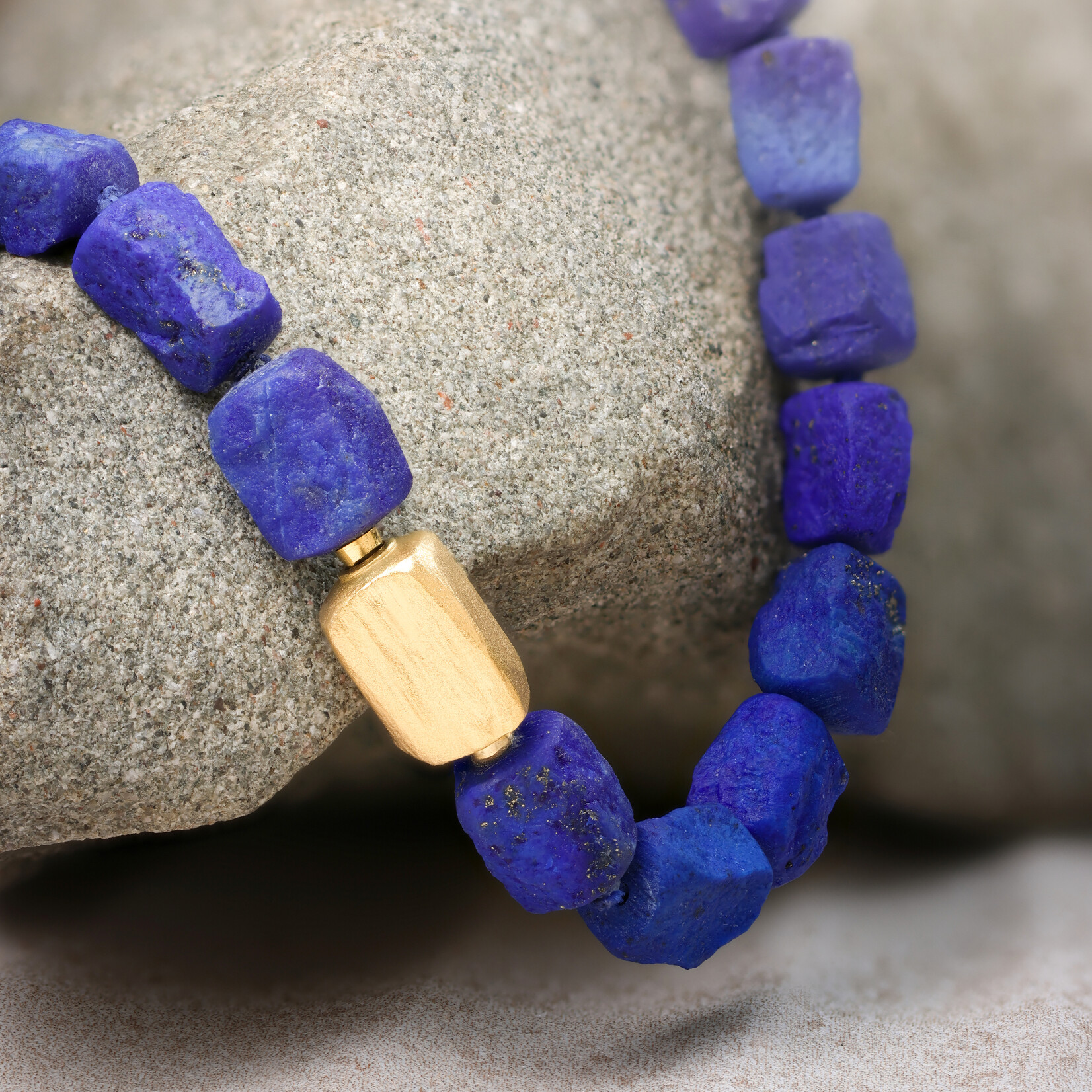 Baxter Moerman Afghan Lapis Bead Necklace with 18K Gold Clasp
