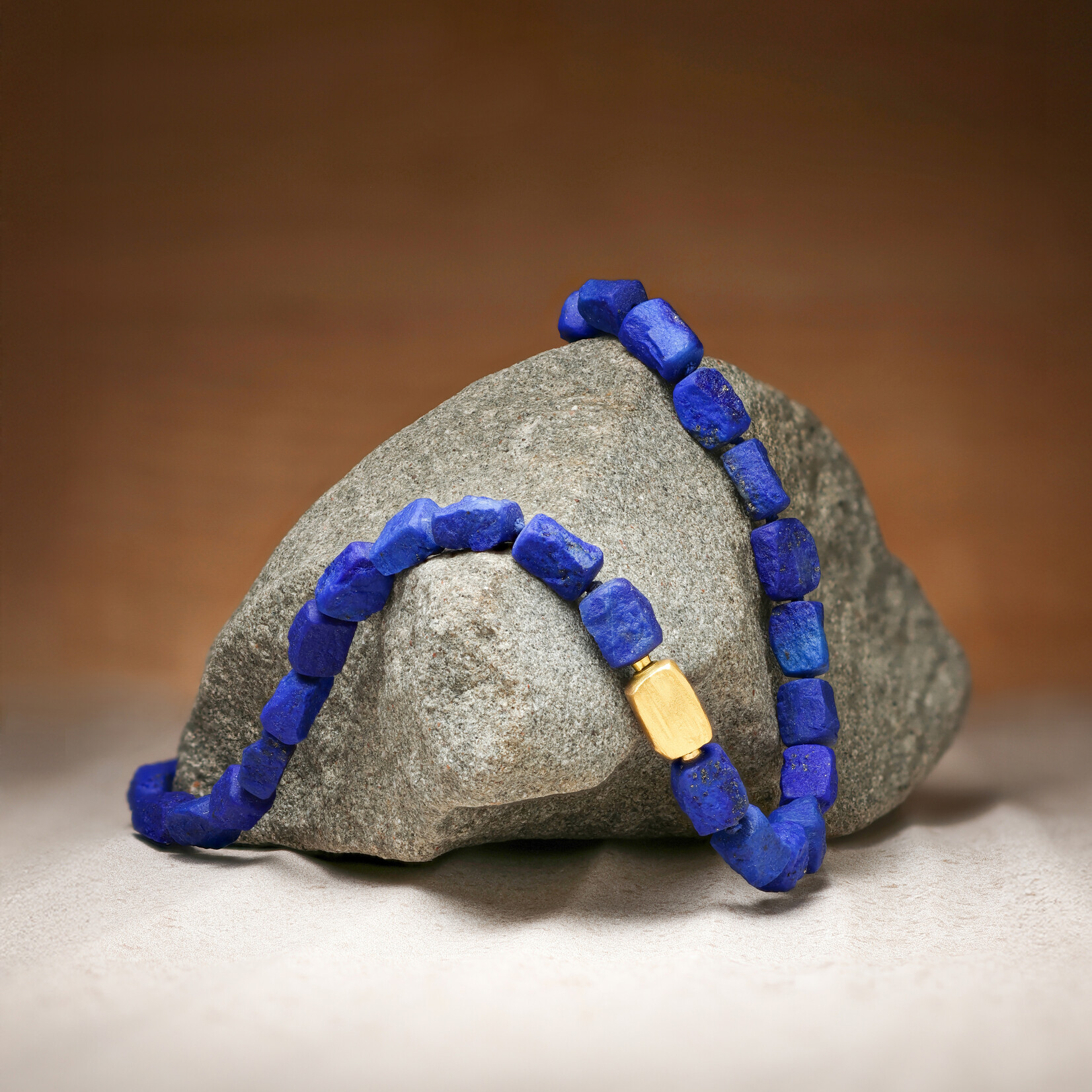 Baxter Moerman Afghan Lapis Bead Necklace with 18K Gold Clasp